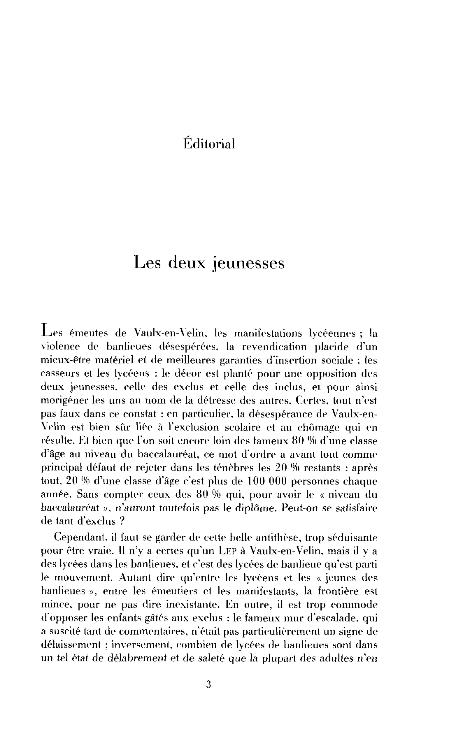 Les deux jeunesses