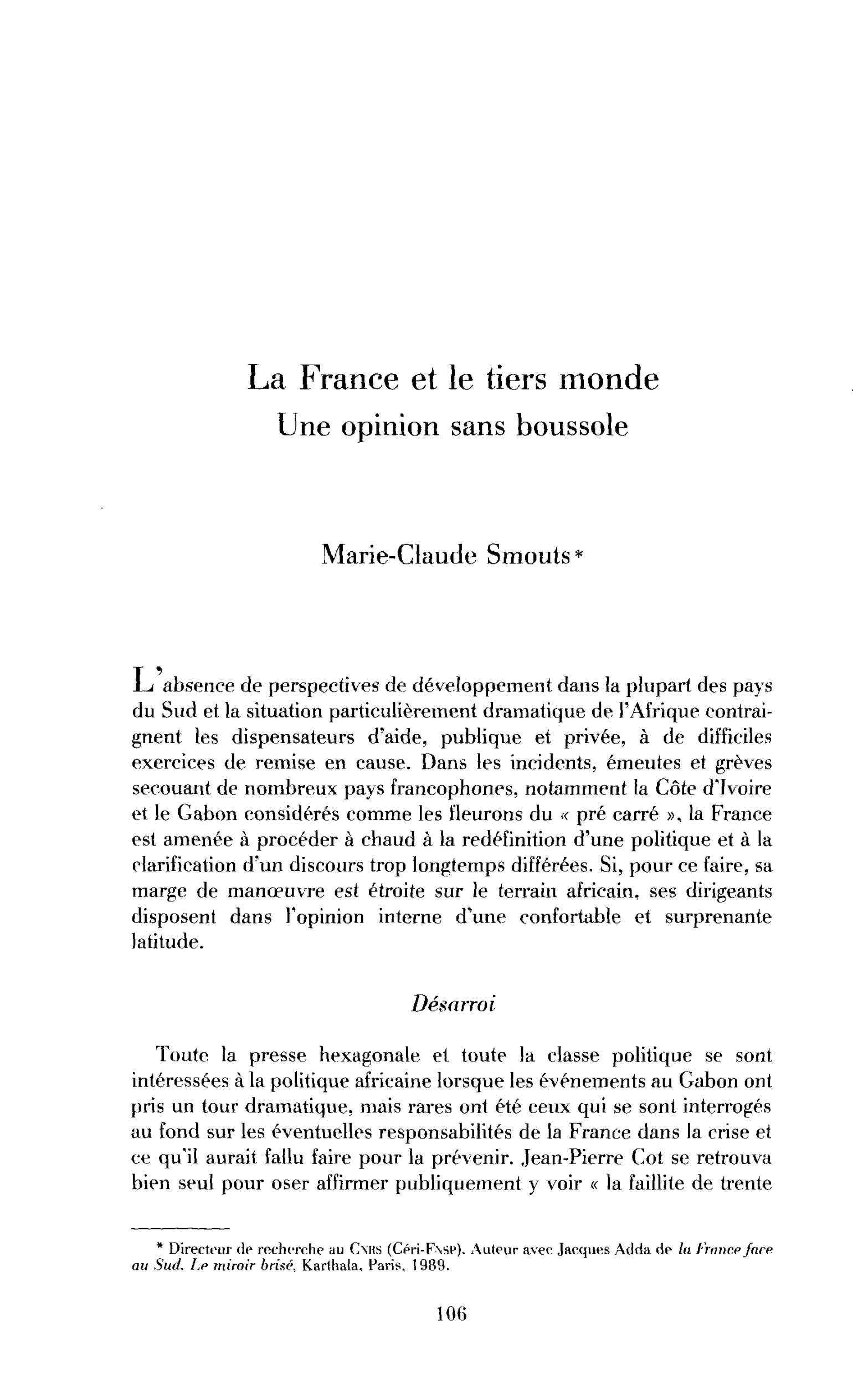L’opinion française et le tiers monde