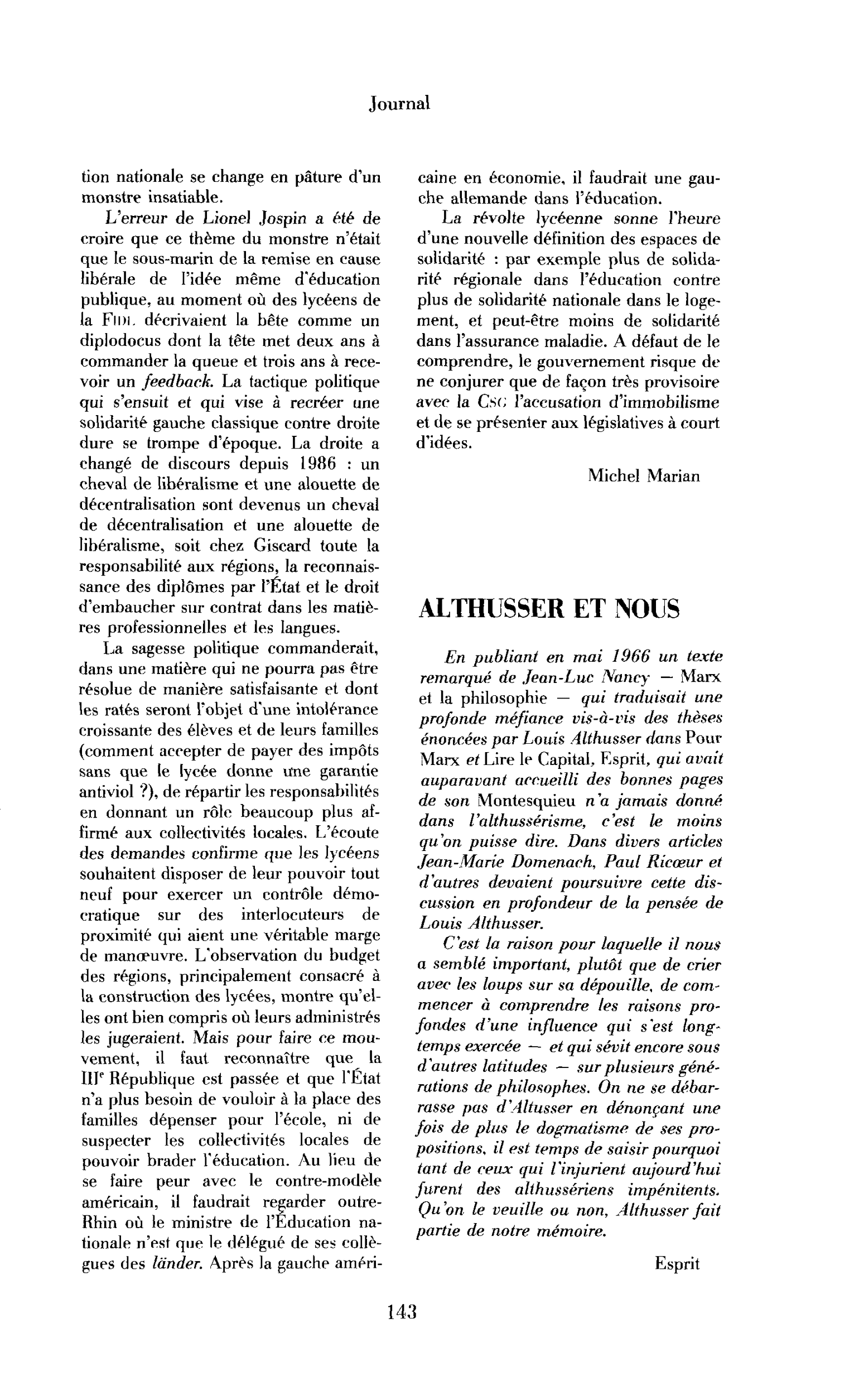 Althusser et nous. Les ressorts d’une fascination