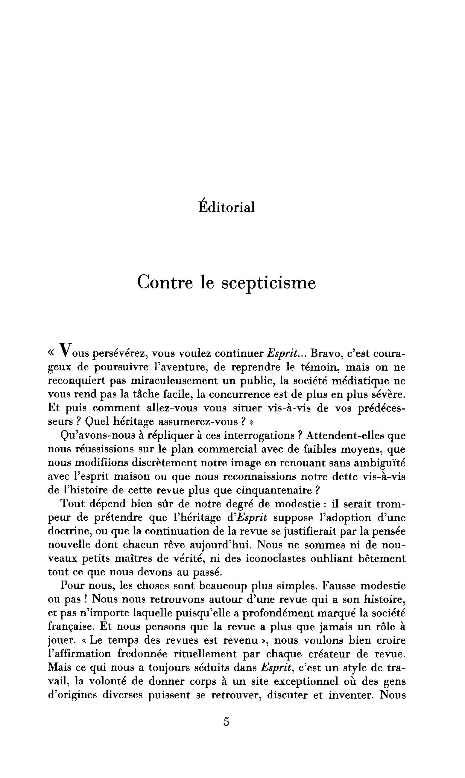 Contre le scepticisme