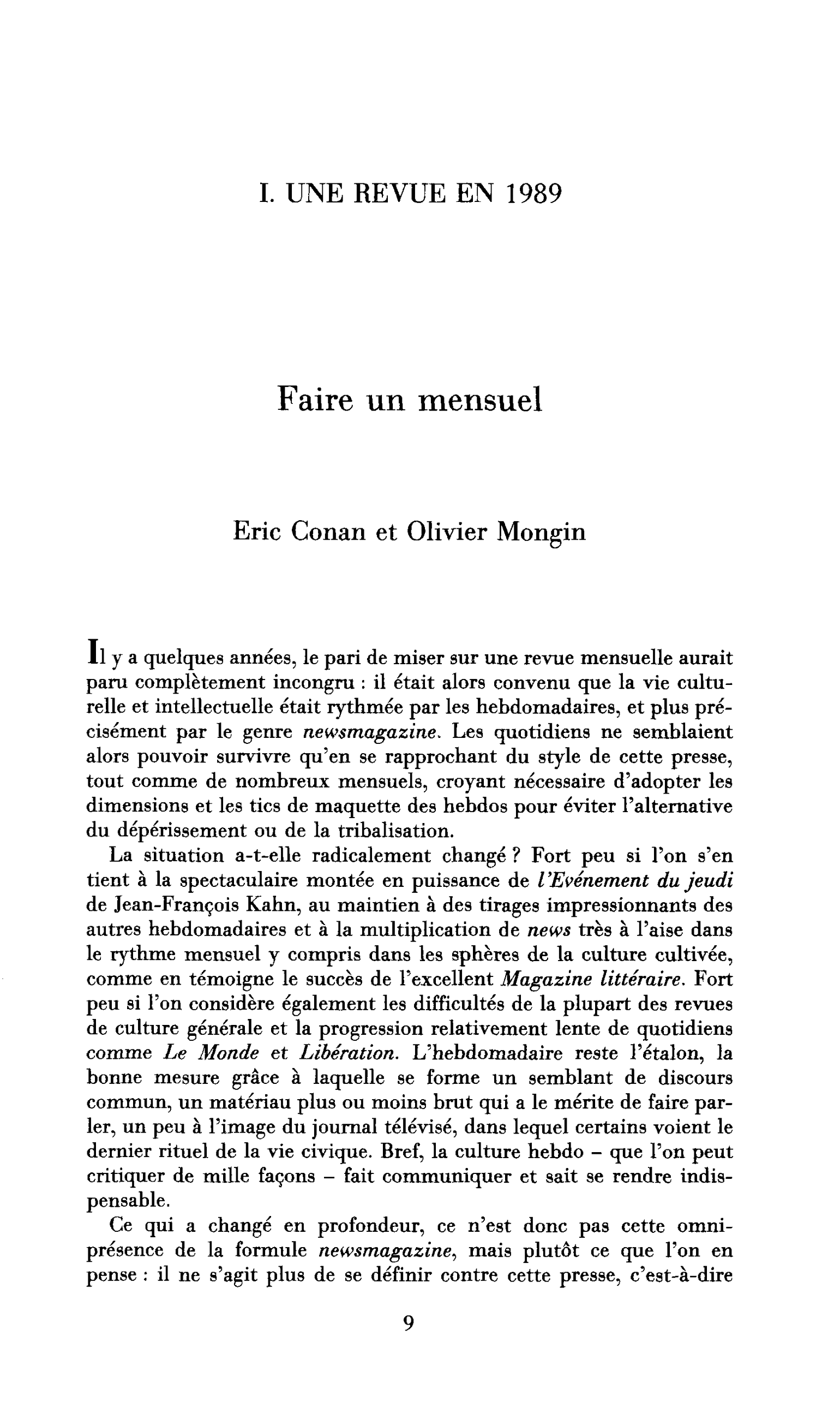 Faire un mensuel