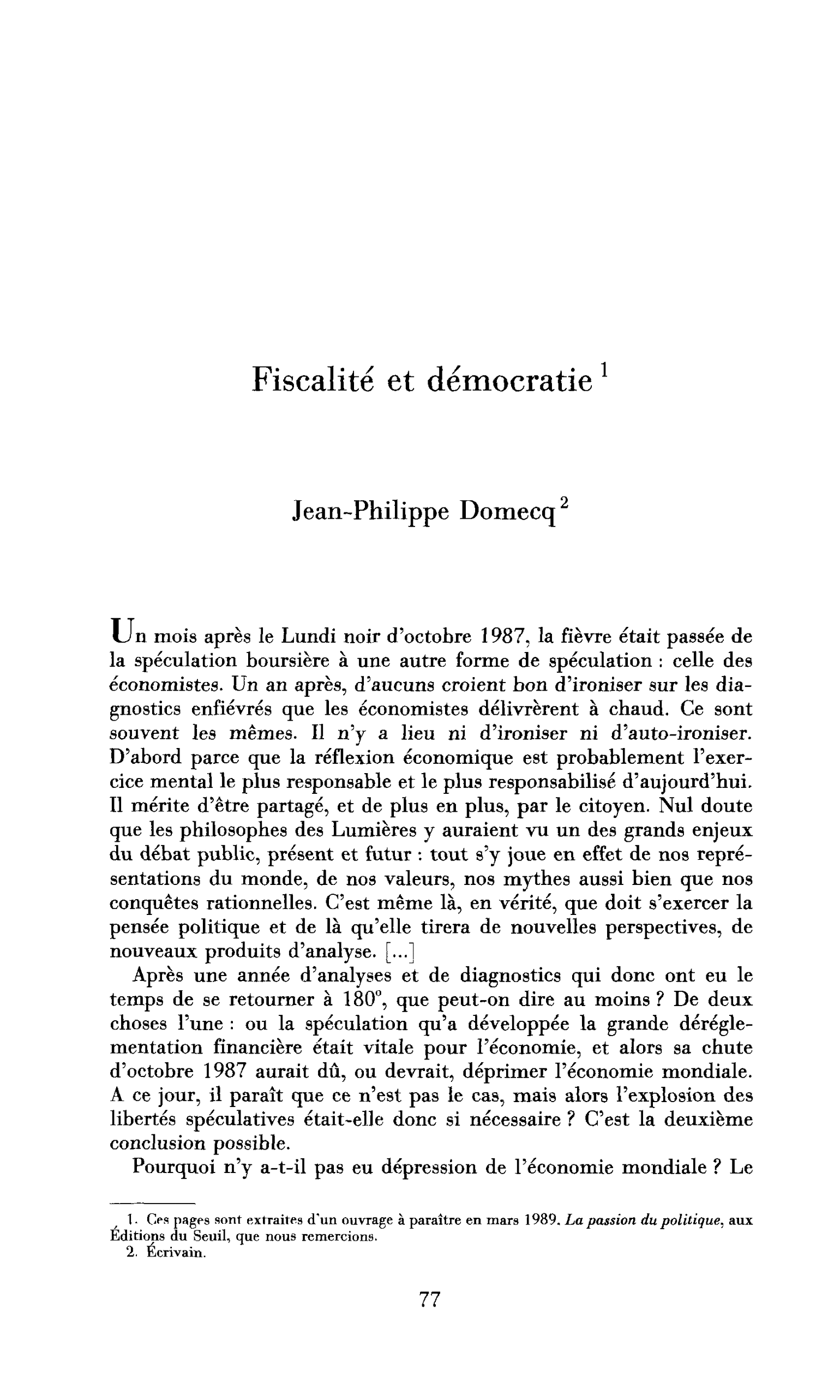 Fiscalité et démocratie