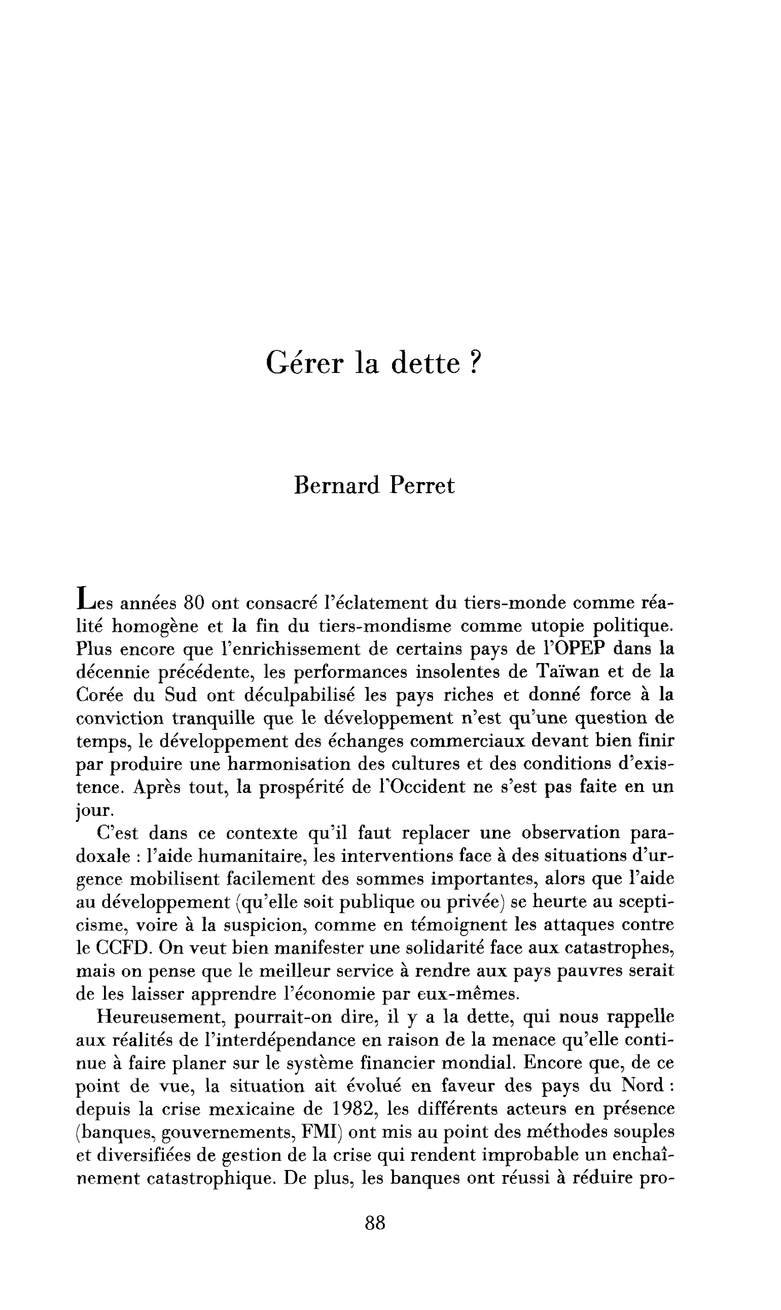 Gérer la dette
