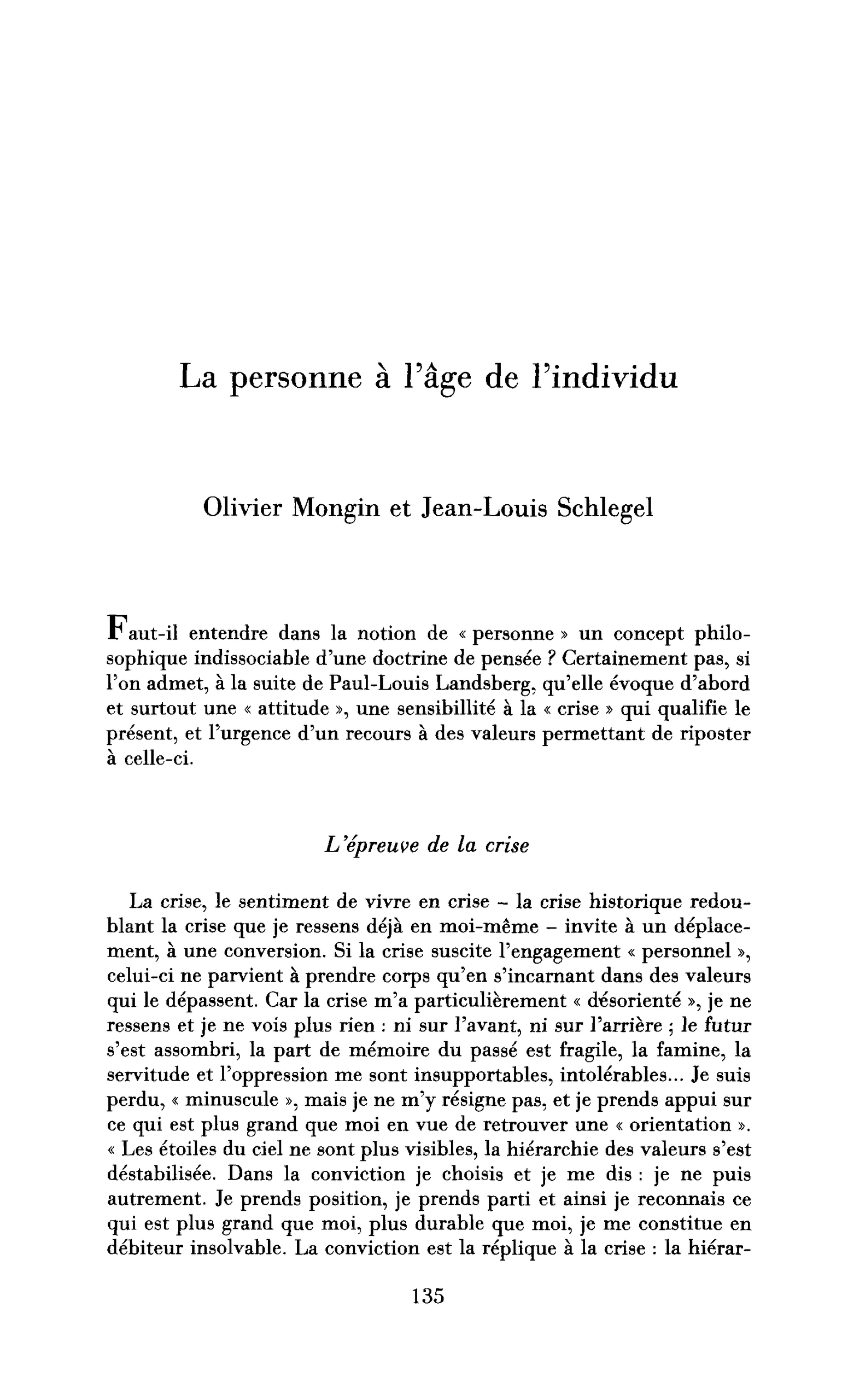 La personne à l’âge de l’individu