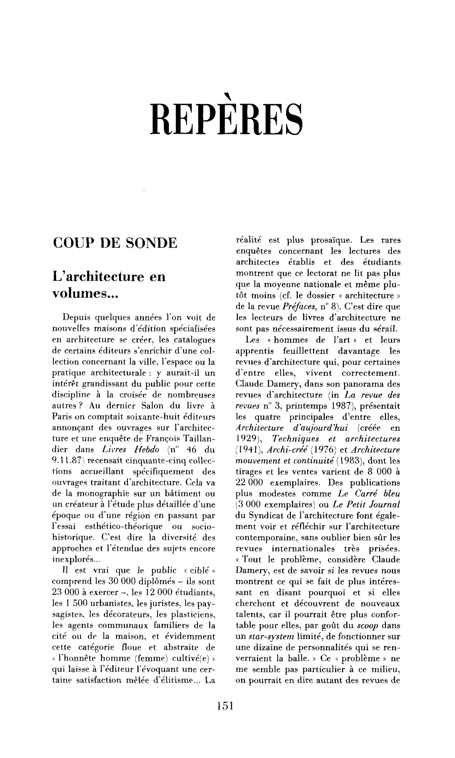 L’architecture en volumes