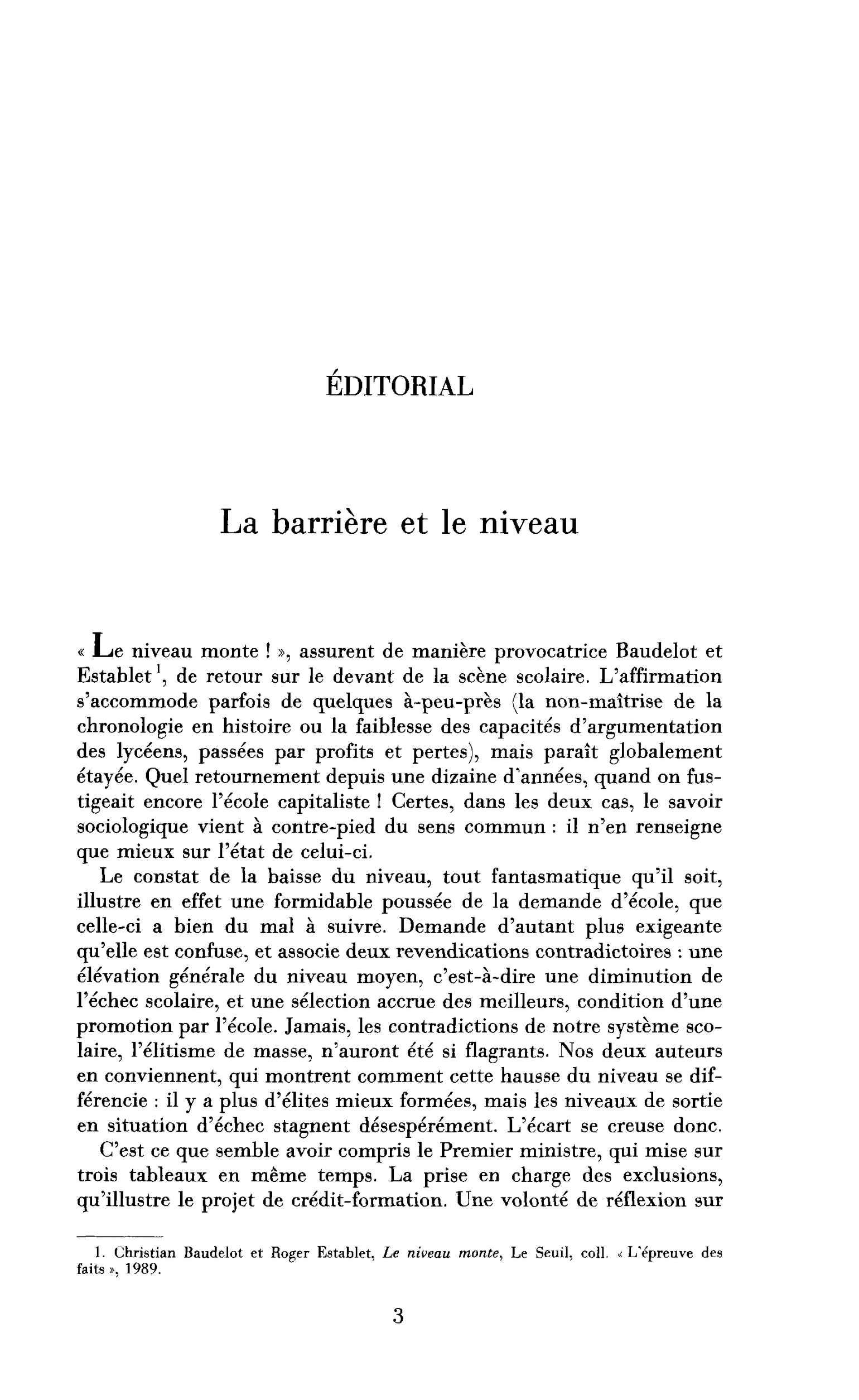 La barrière et le niveau (Baudelot-Establet)