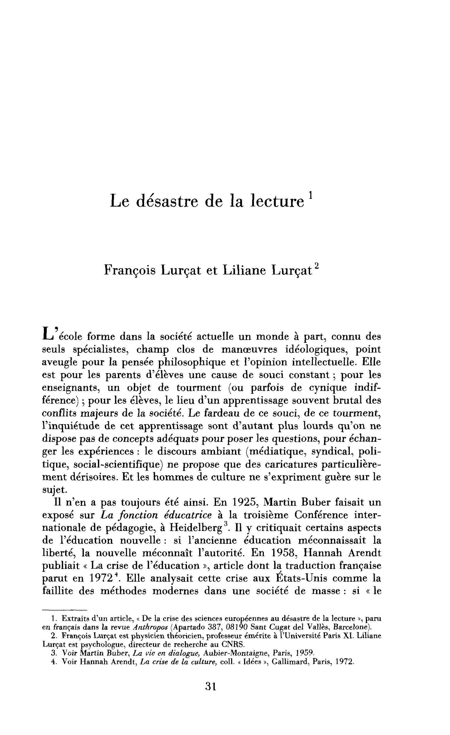 Le désastre de la lecture