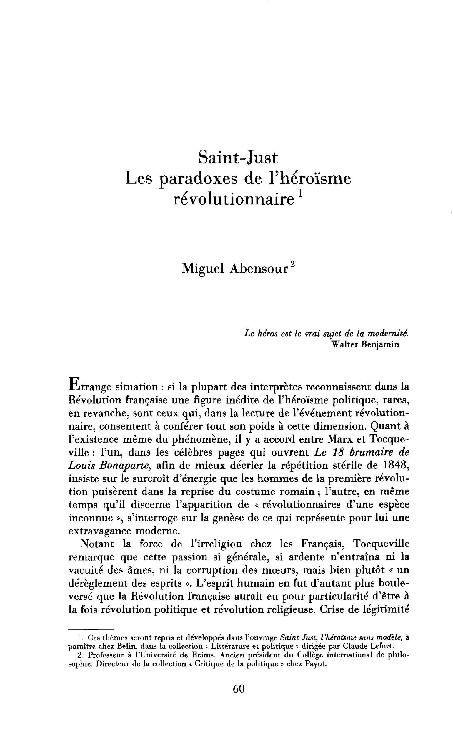 Saint-Just : les paradoxes de l’héroïsme révolutionnaire