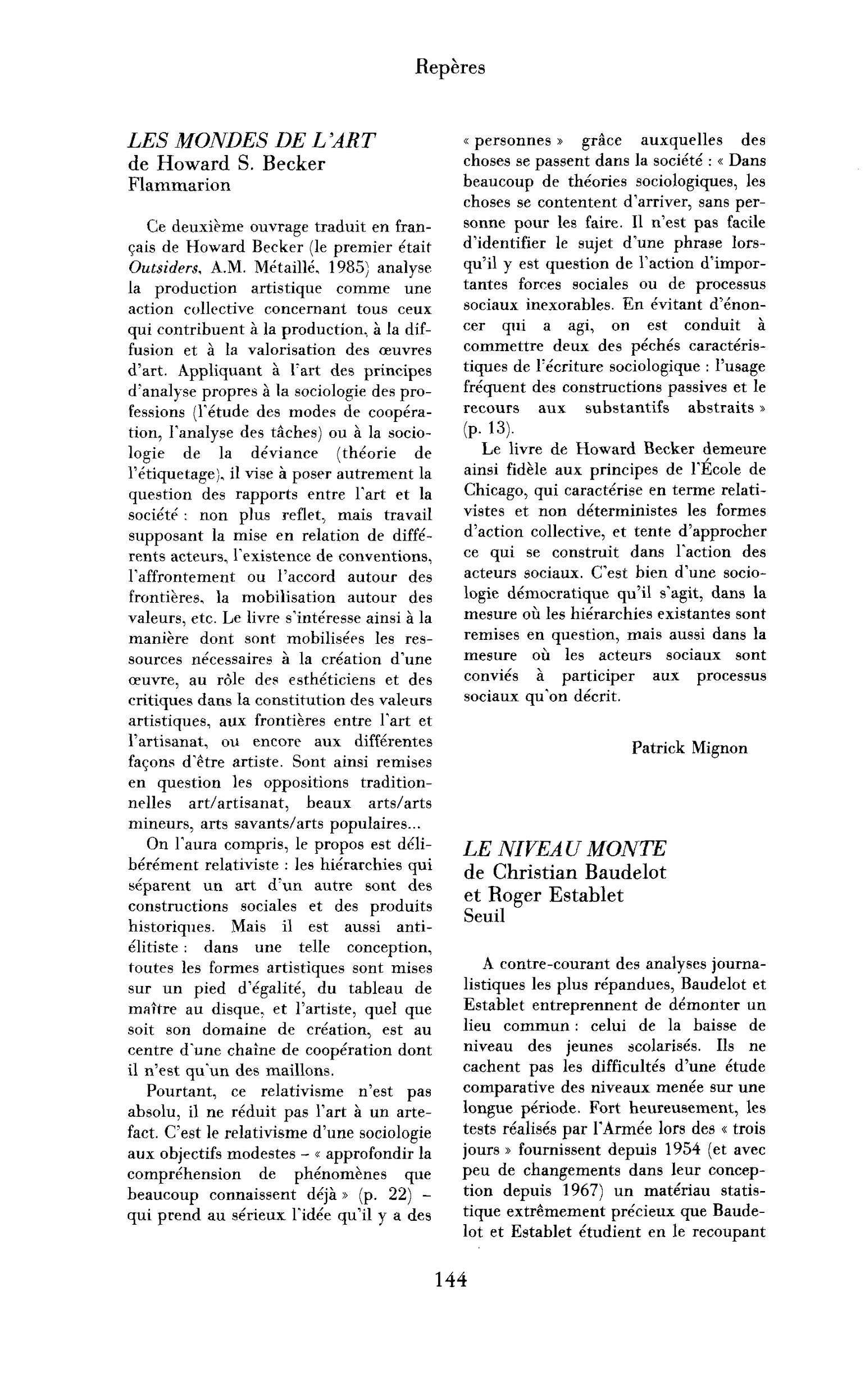 Howard S. Becker, Les Mondes de l’art