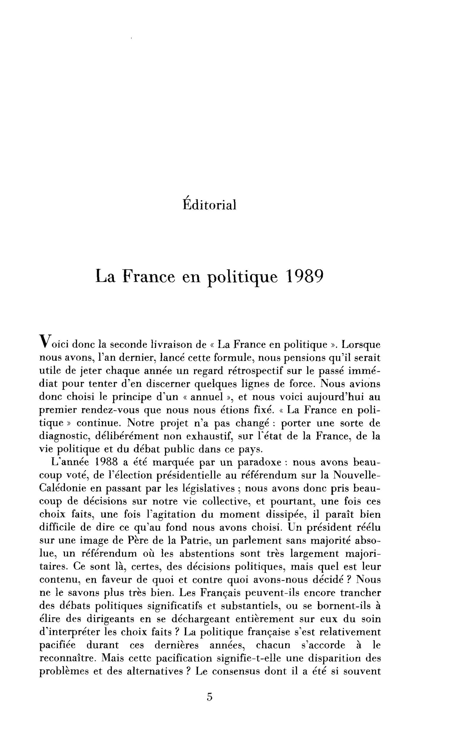 La France en politique 1989
