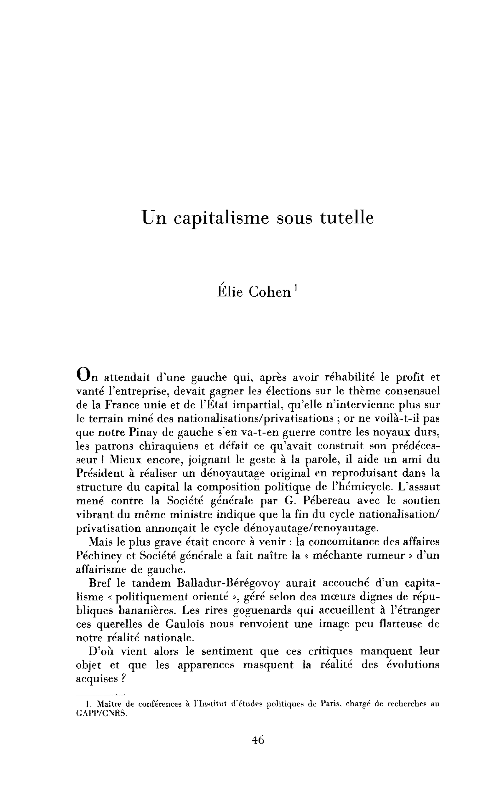 Un capitalisme sous tutelle
