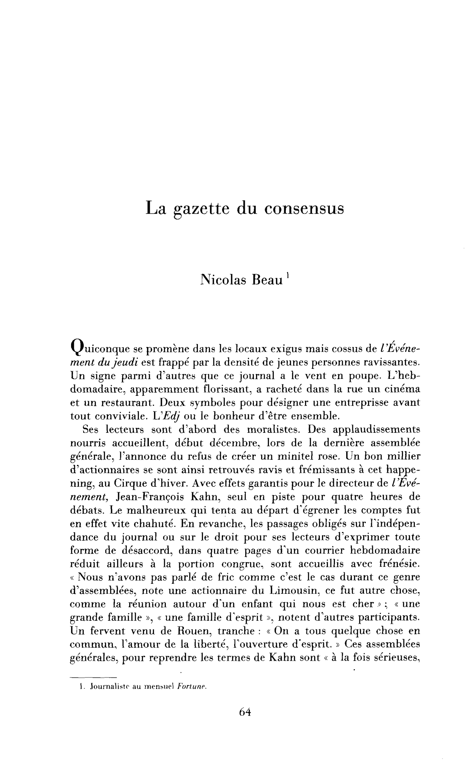 La gazette du consensus