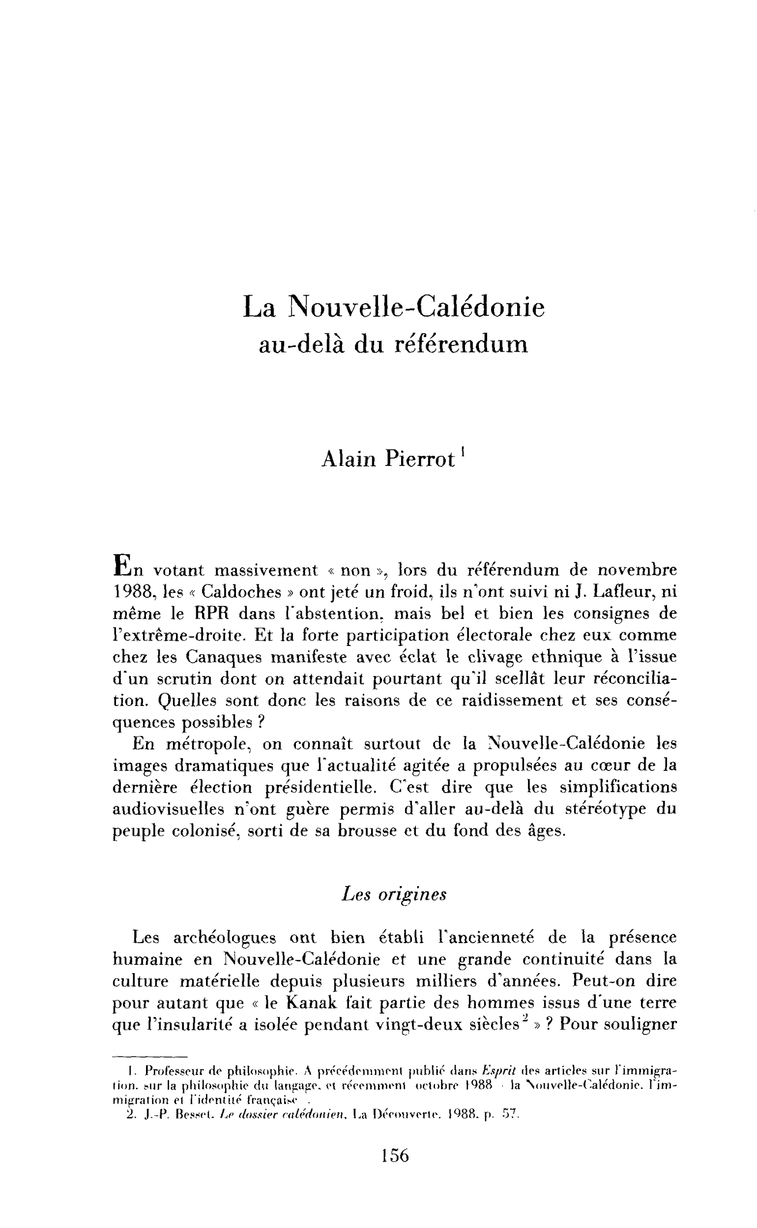 La Nouvelle-Calédonie au-delà du référendum