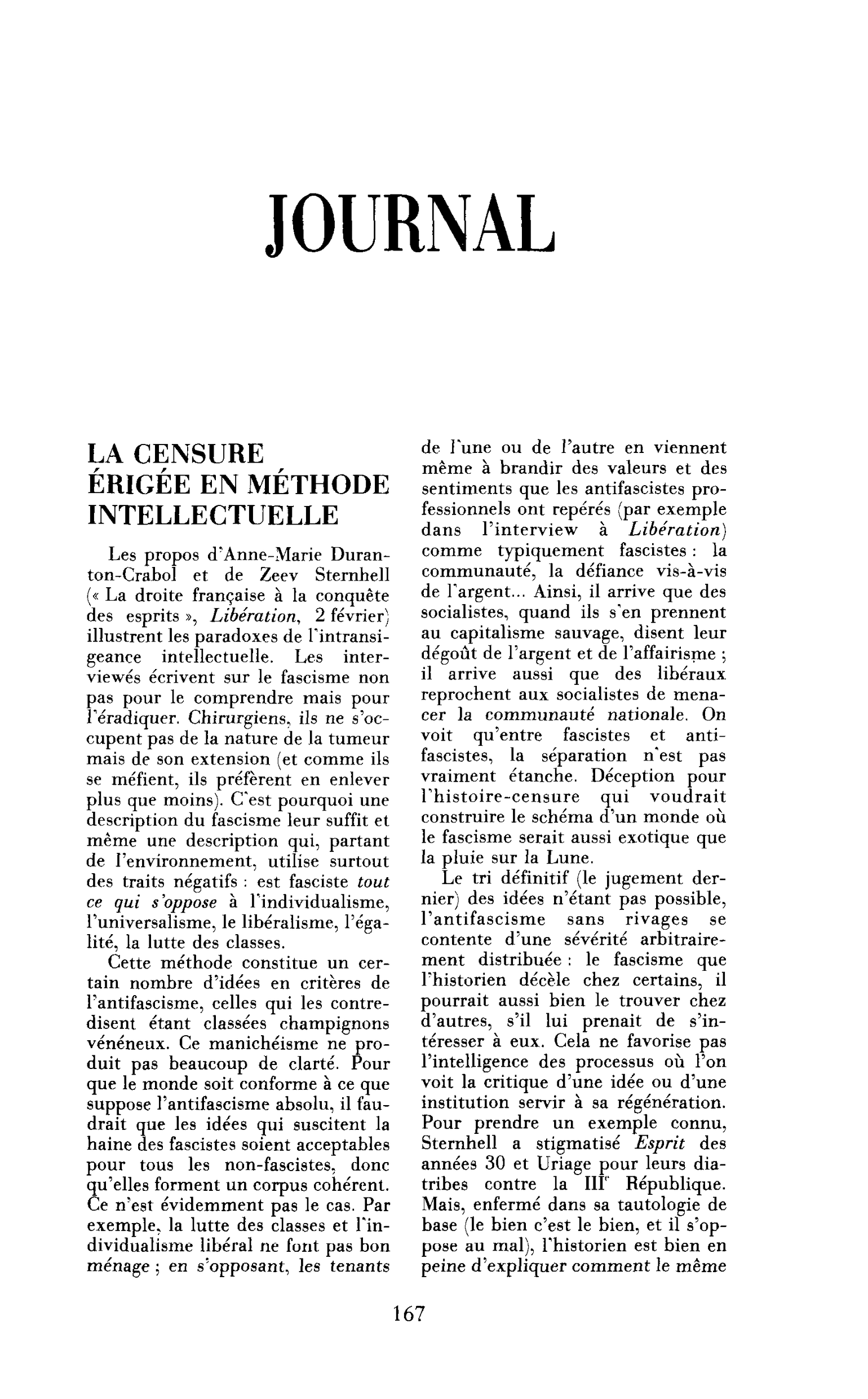 La censure érigée en méthode intellectuelle