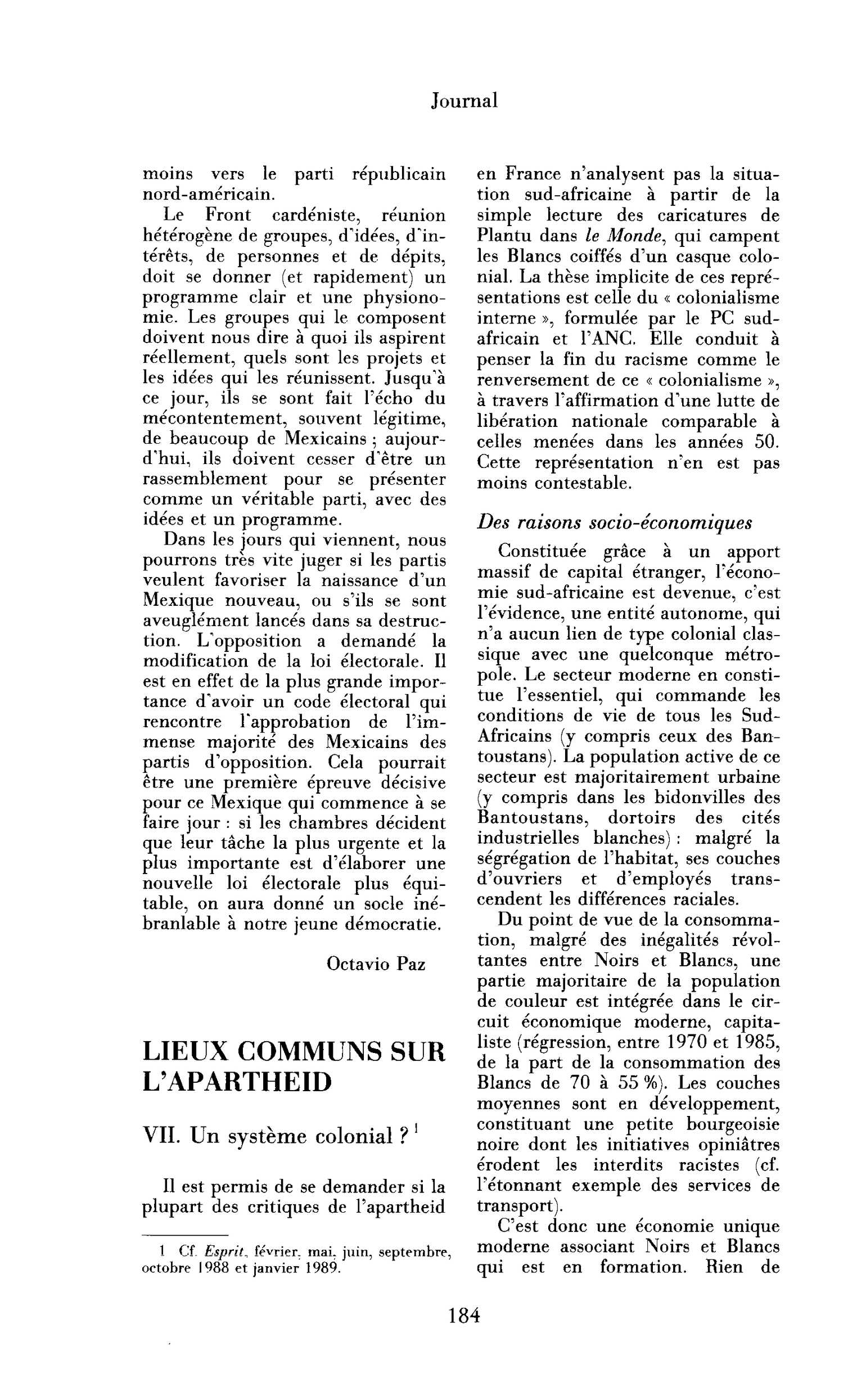 Lieux communs sur l’Apartheid