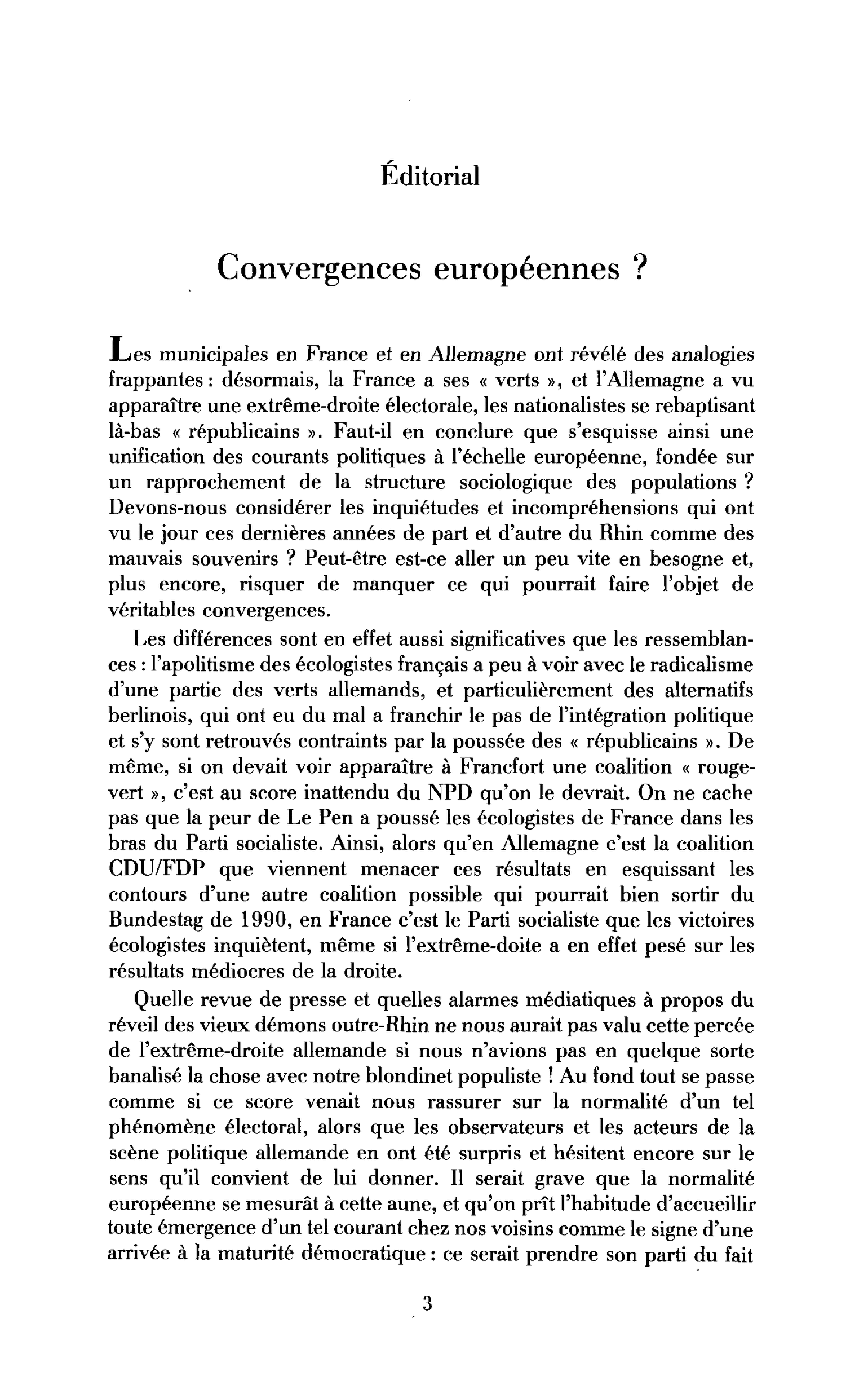 Convergences européennes