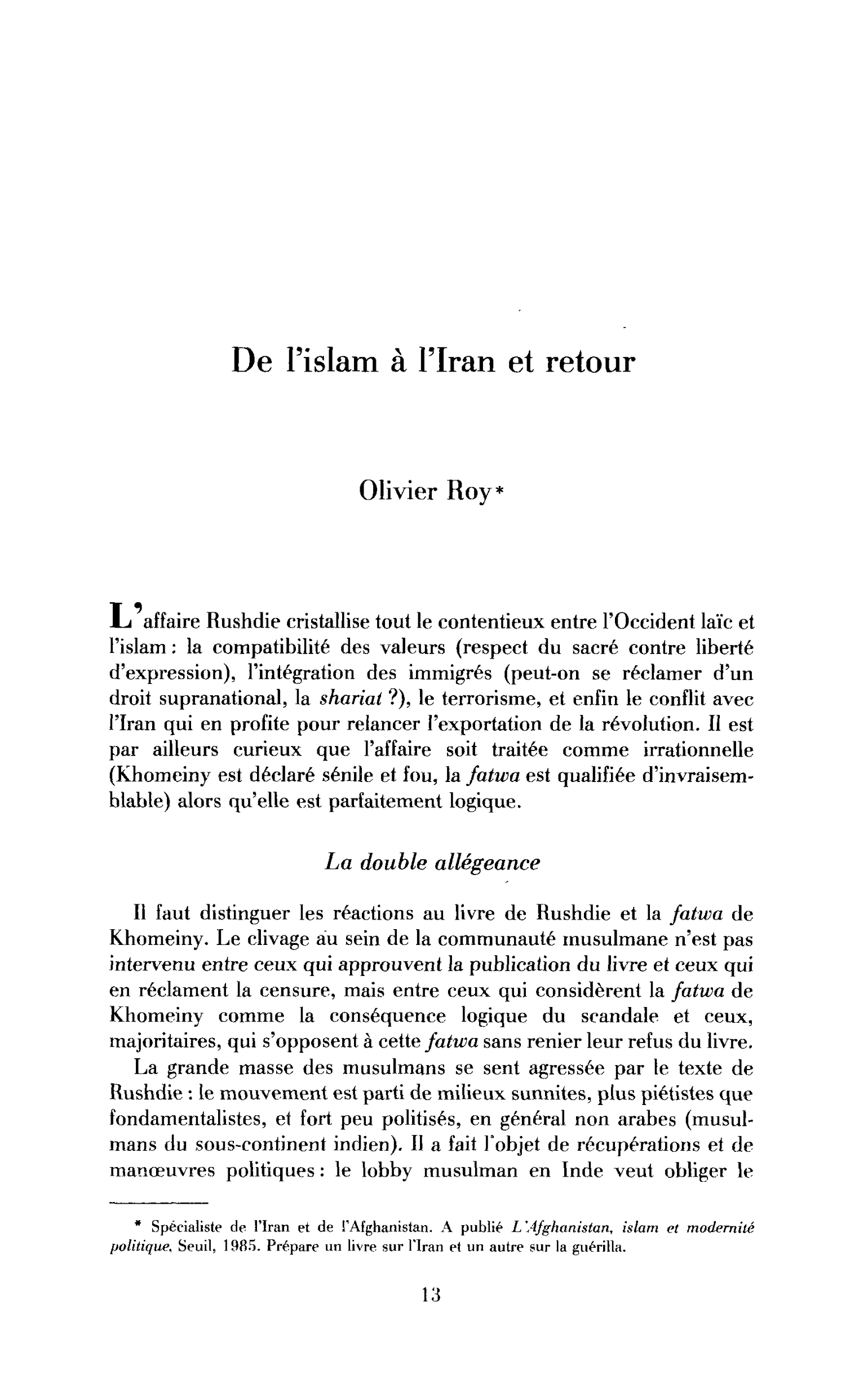 De l’islam à l’Iran et retour (les Versets sataniques)