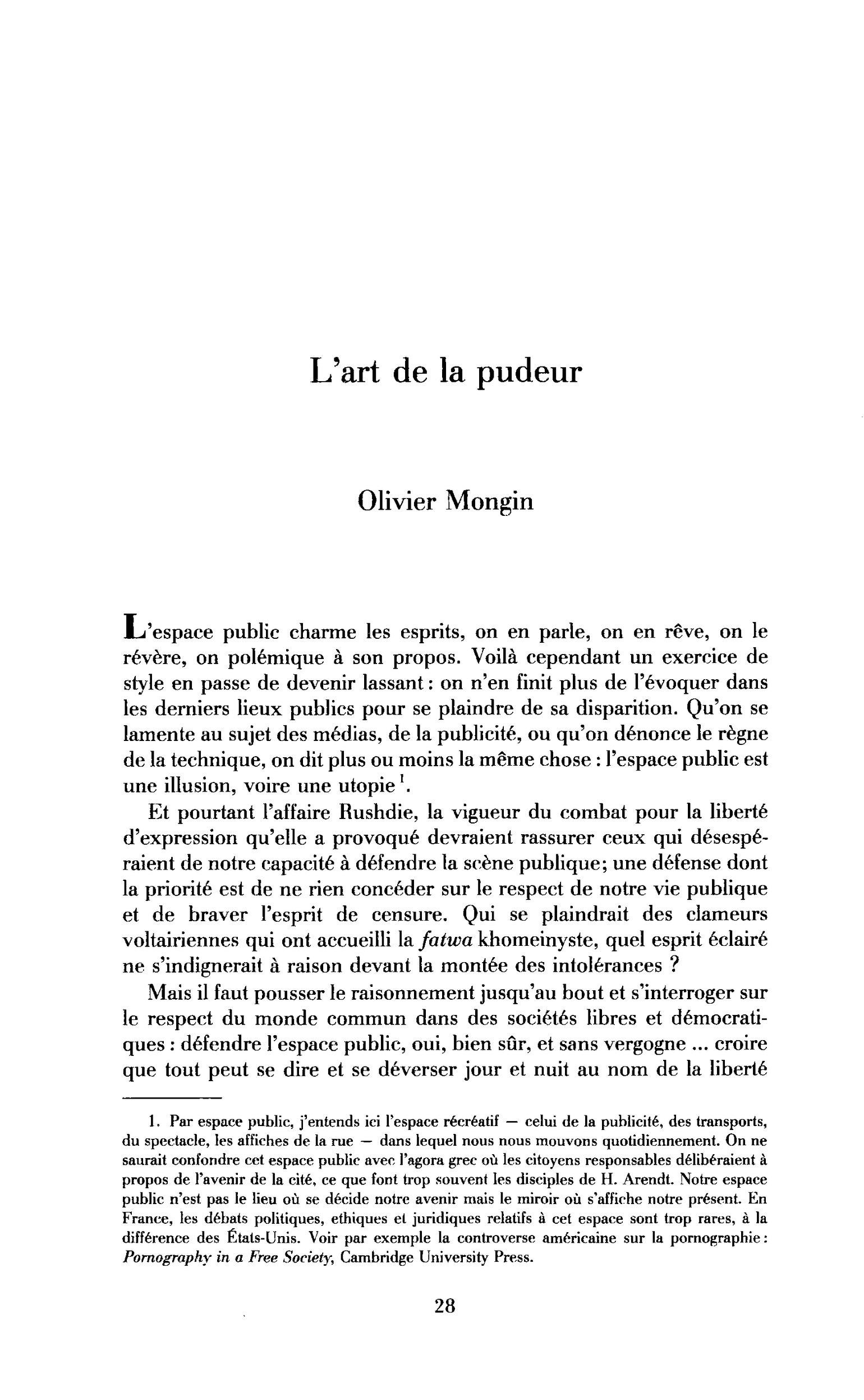 L’art de la pudeur