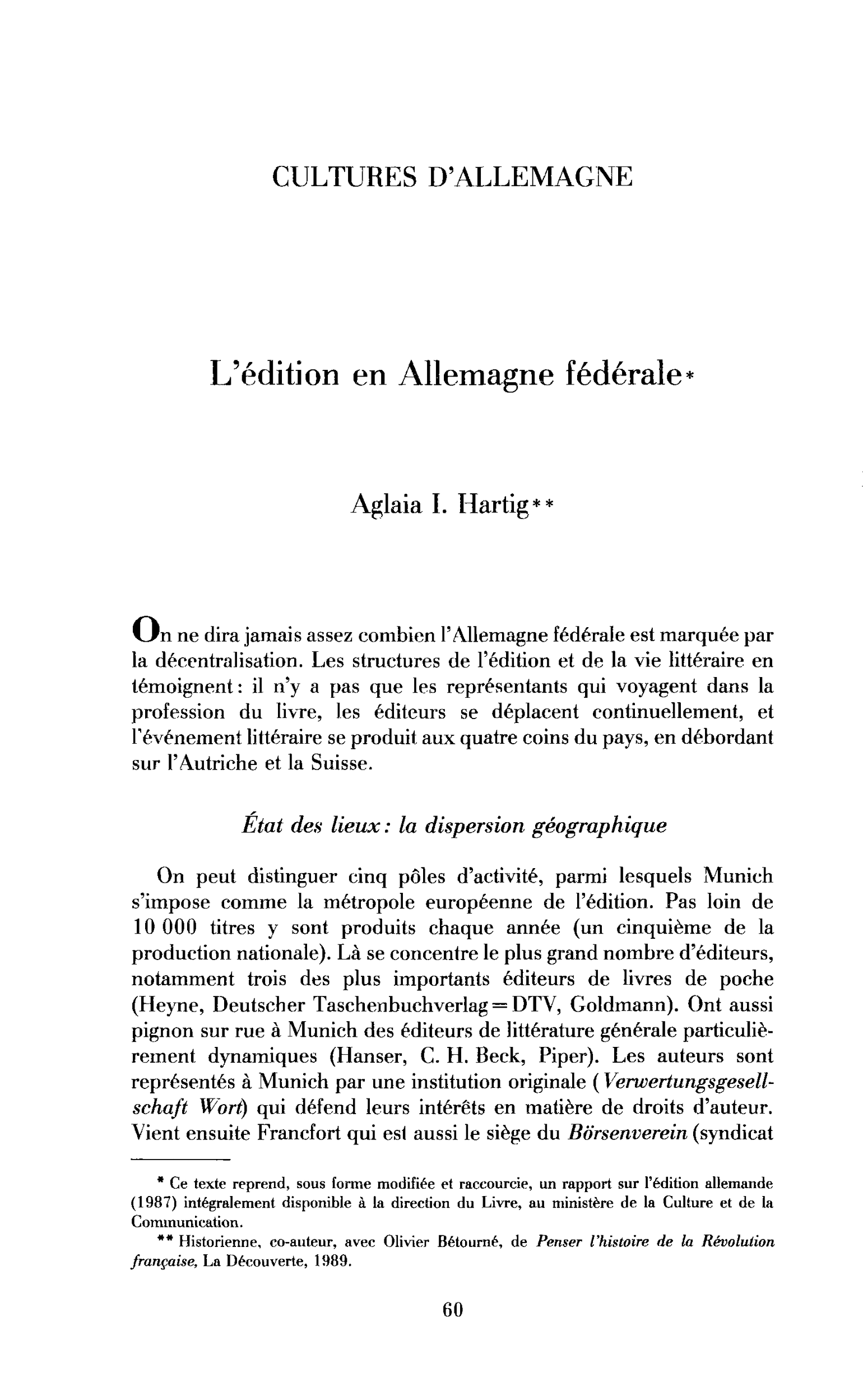 L’édition en Allemagne fédérale