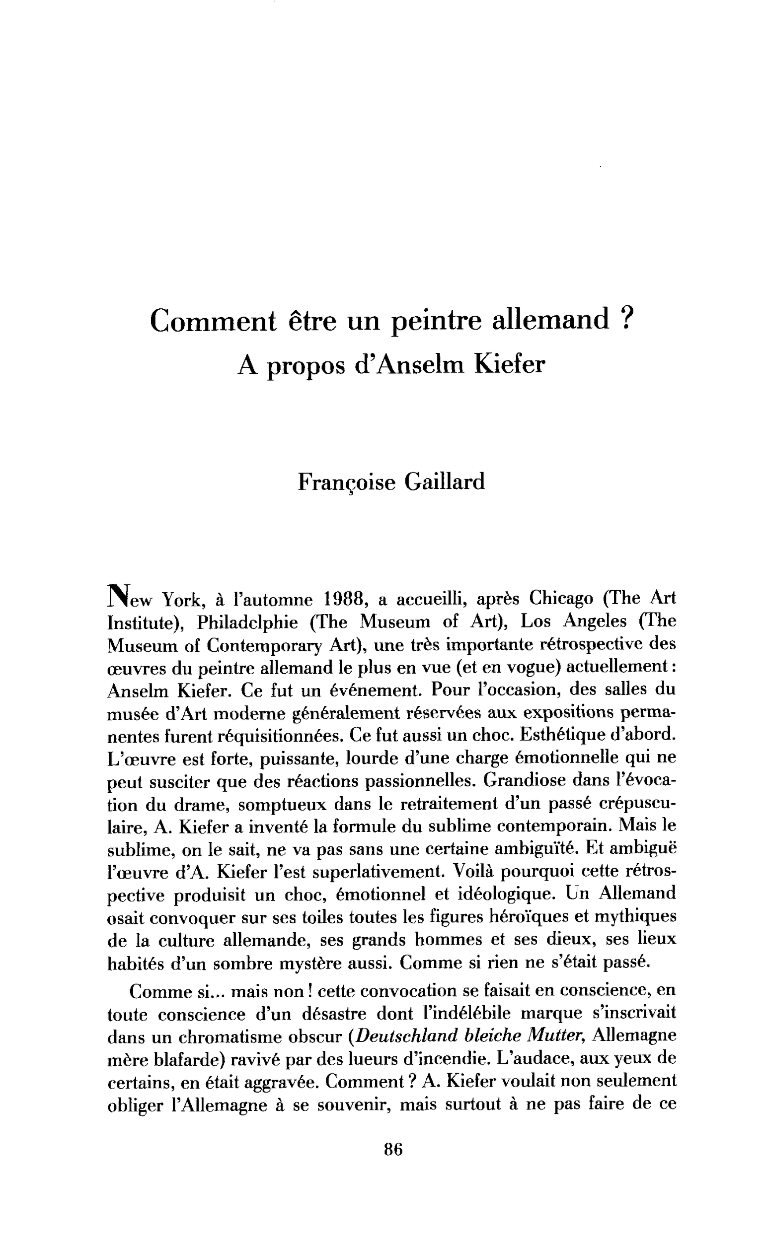 Comment être un peintre allemand ? à propos d’Anselm Kiefer