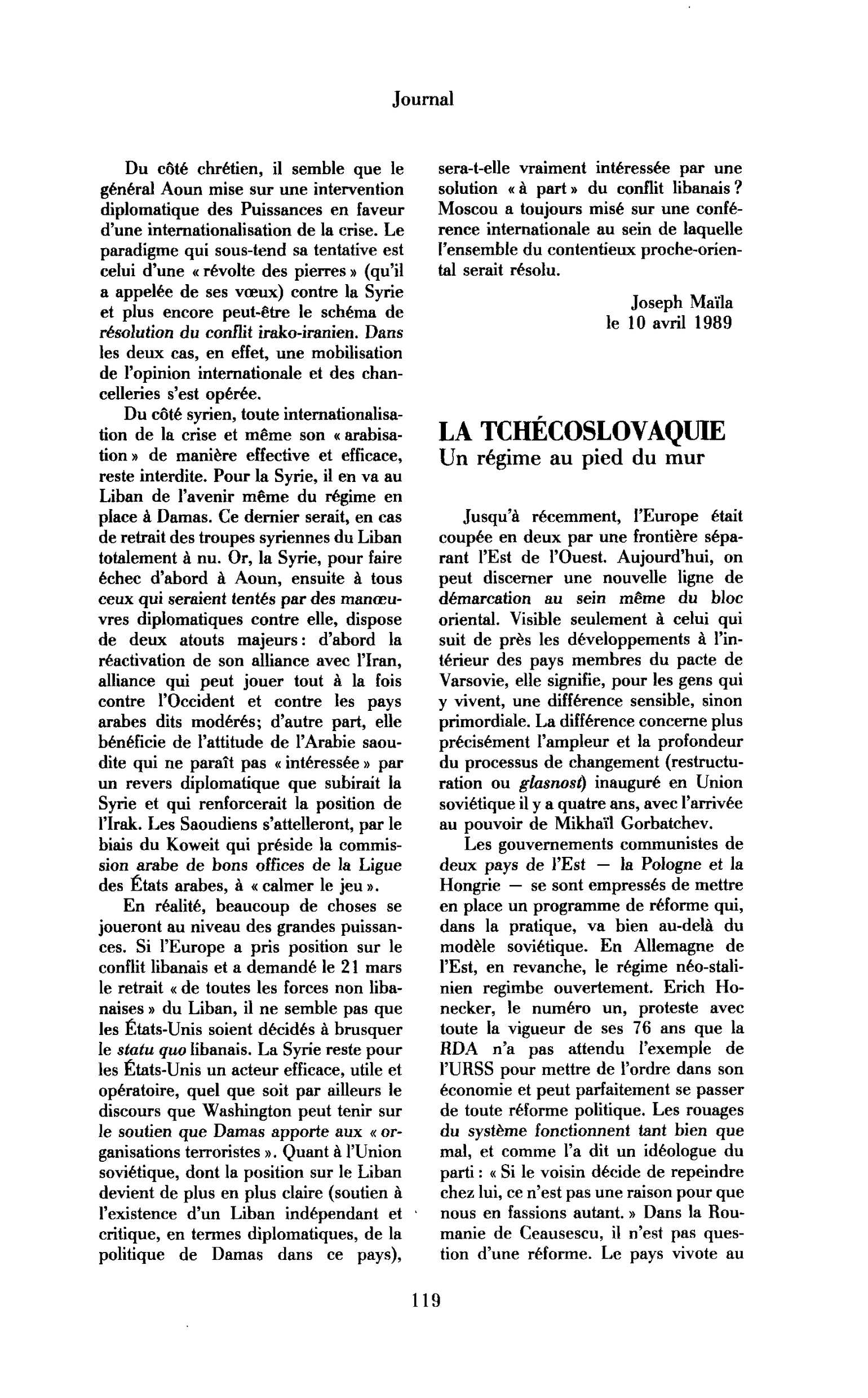 La Tchécoslovaquie. Un régime au pied du mur
