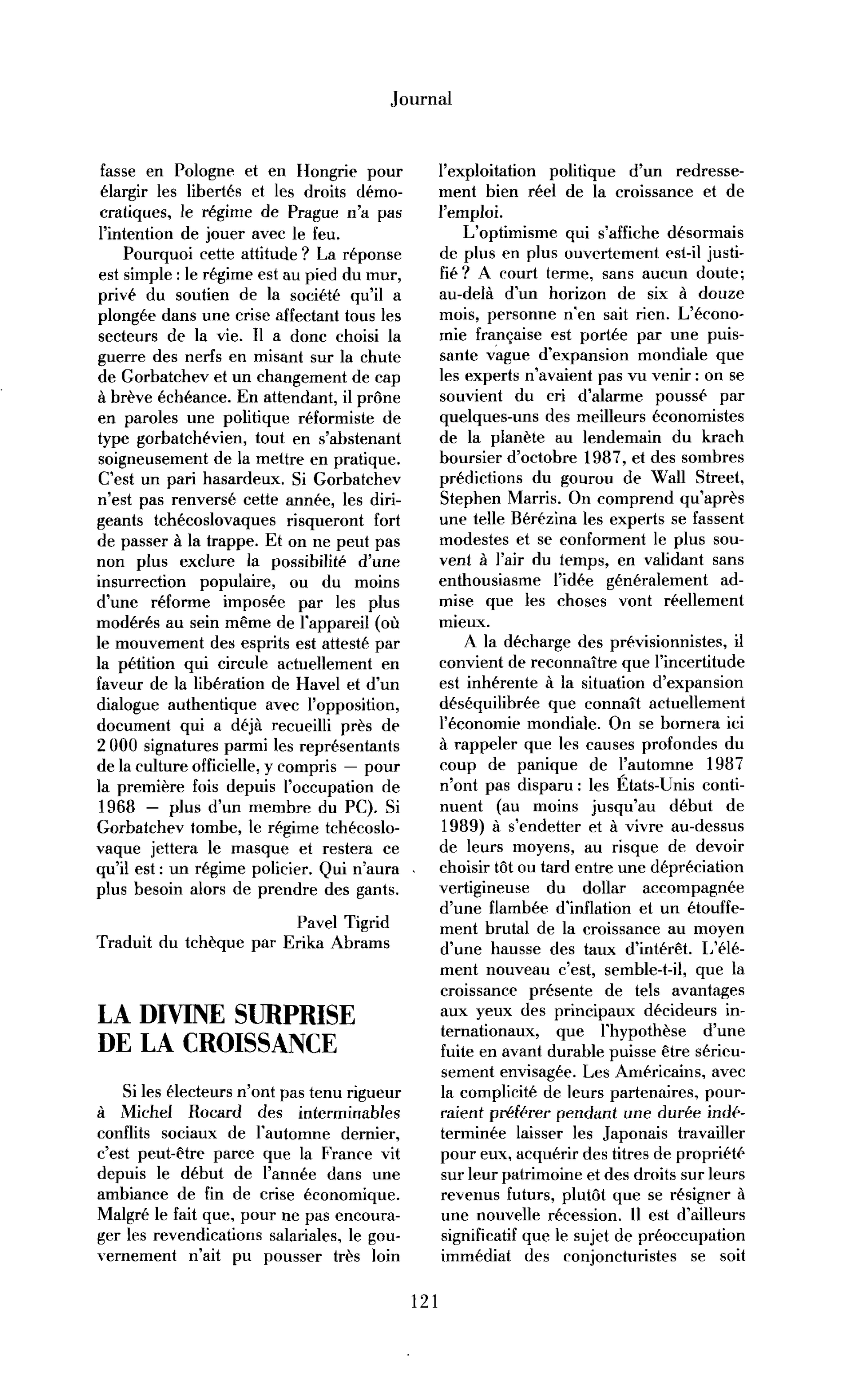 La divine surprise de la croissance