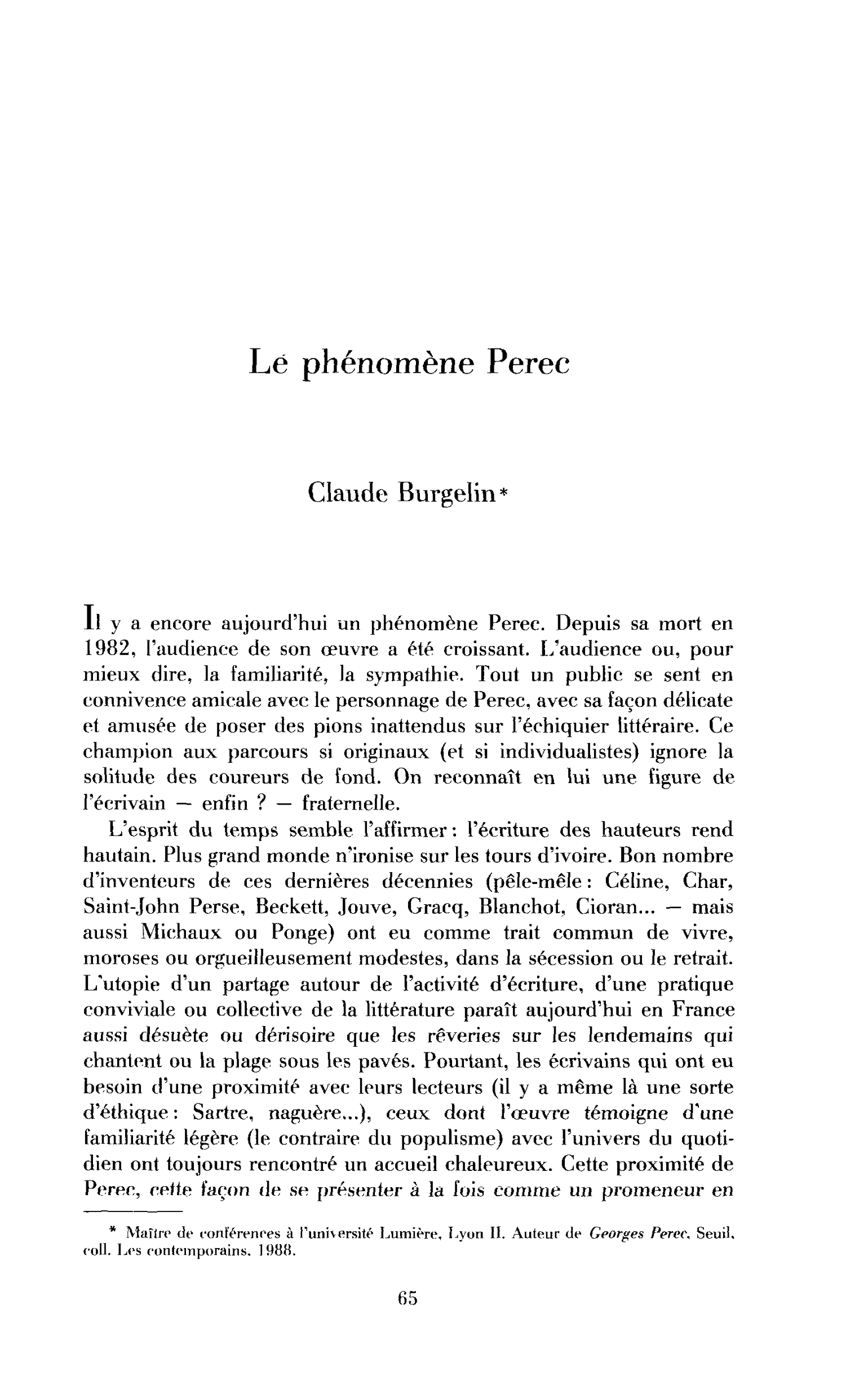 Le phénomène Perec