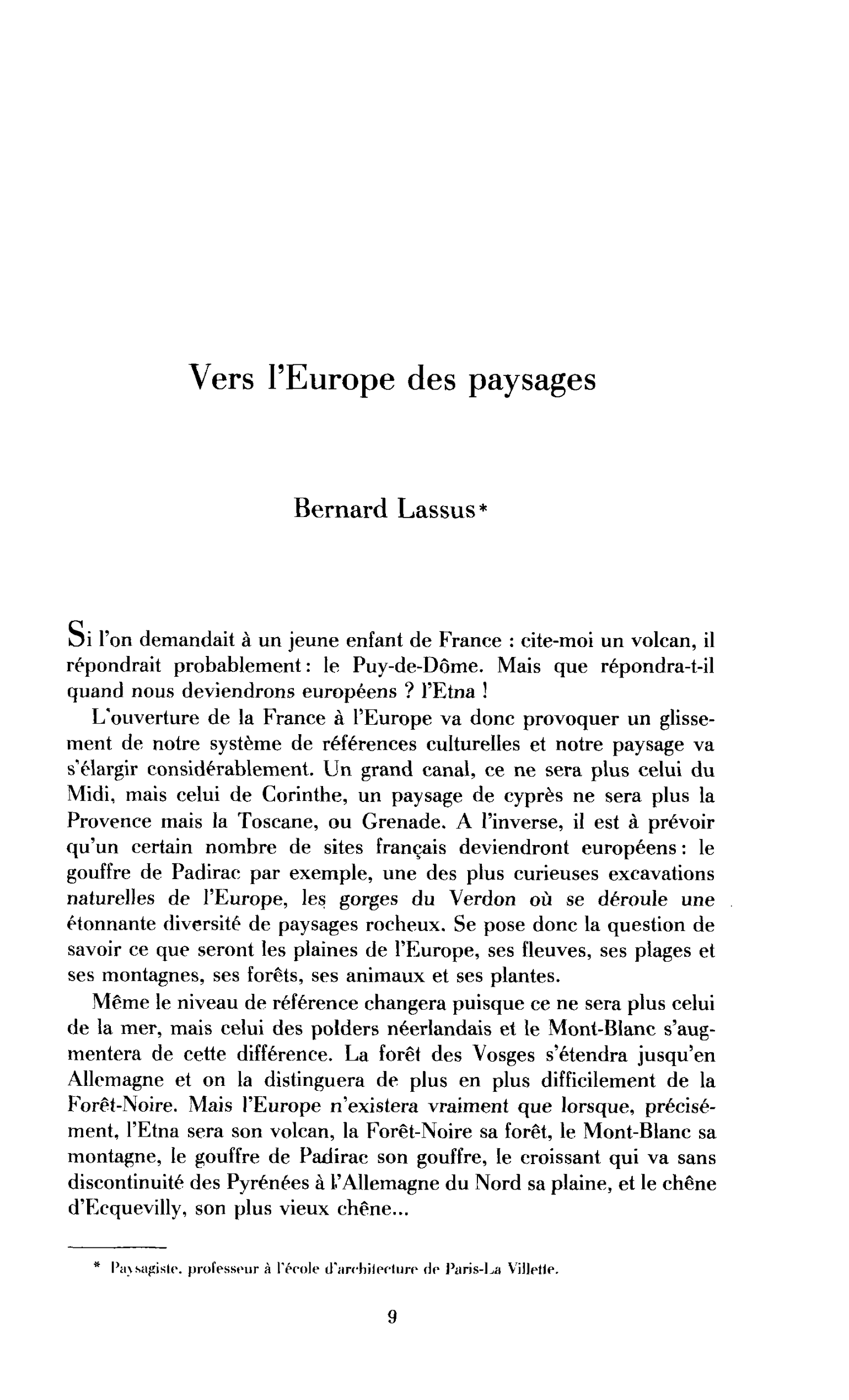 Vers une Europe des paysages
