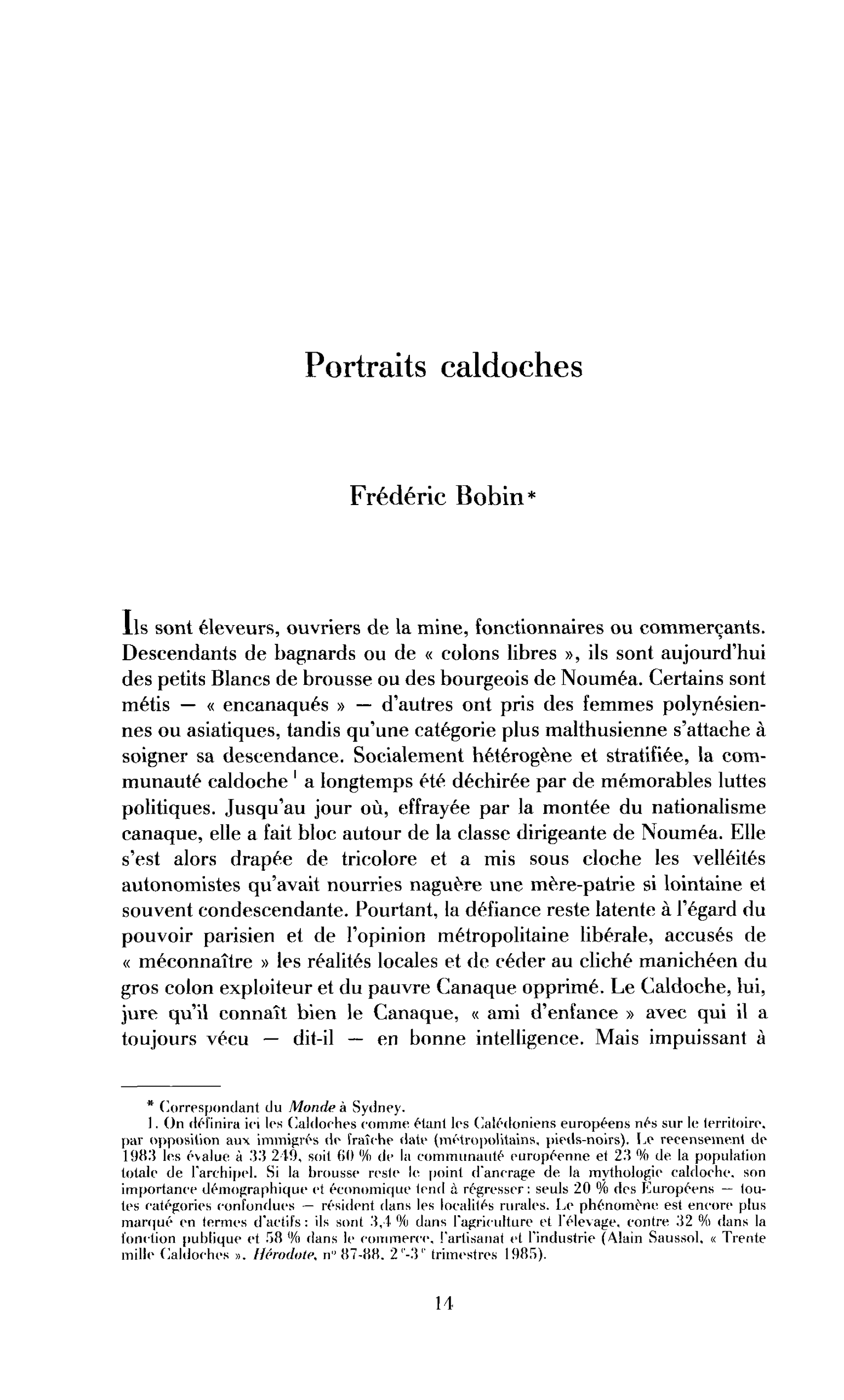 Portraits caldoches