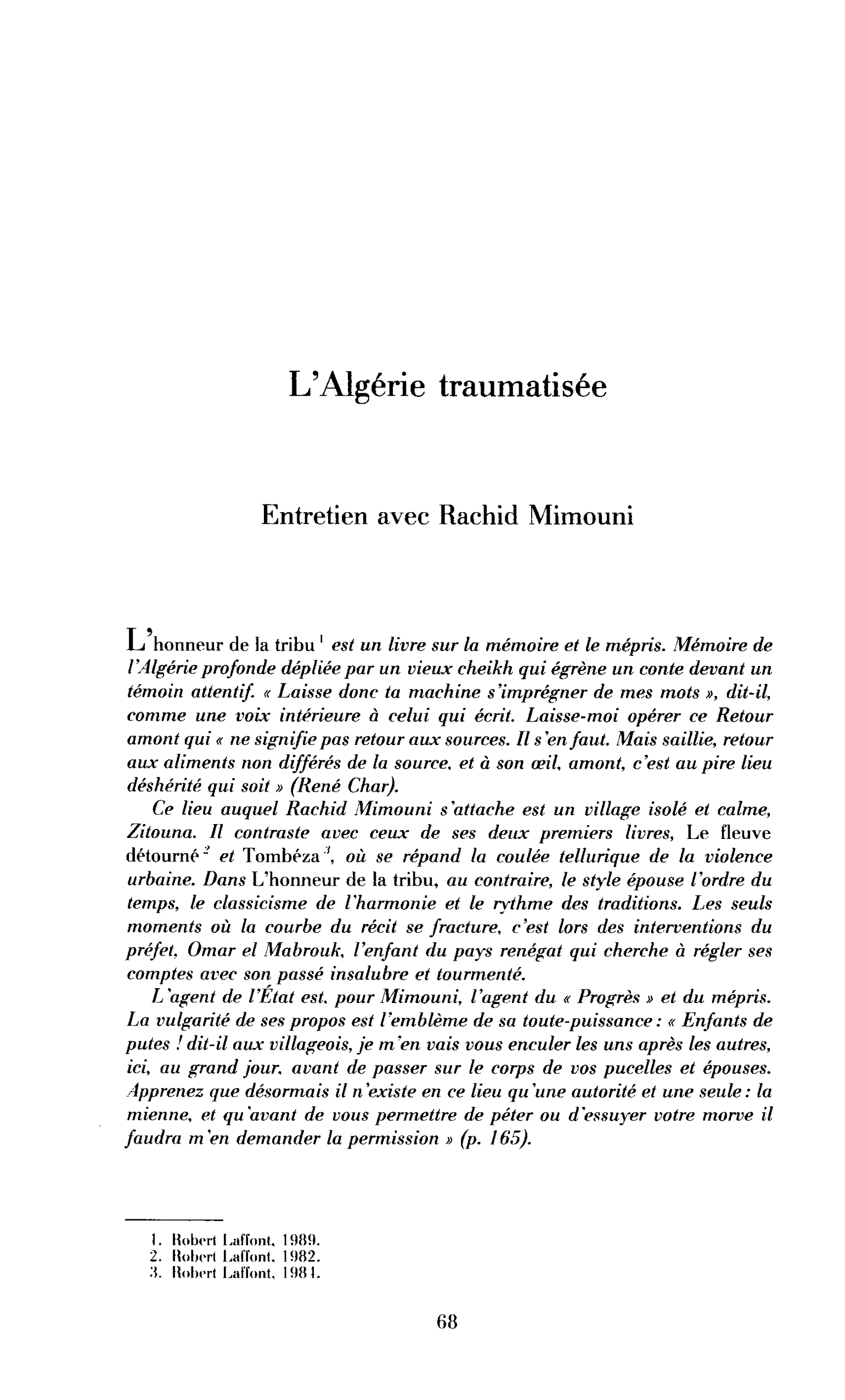 L’Algérie traumatisée (entretien)