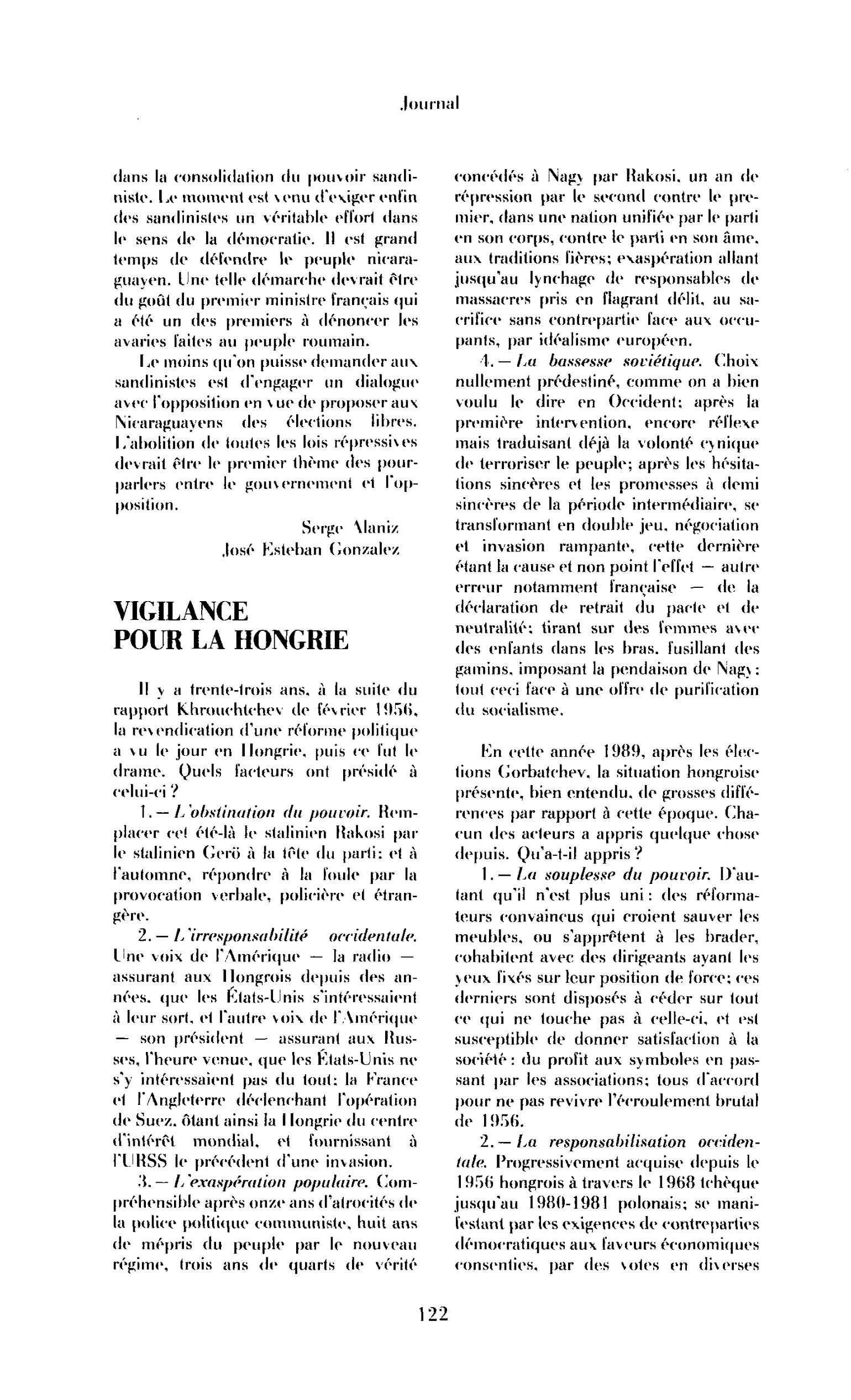 Vigilance pour la Hongrie