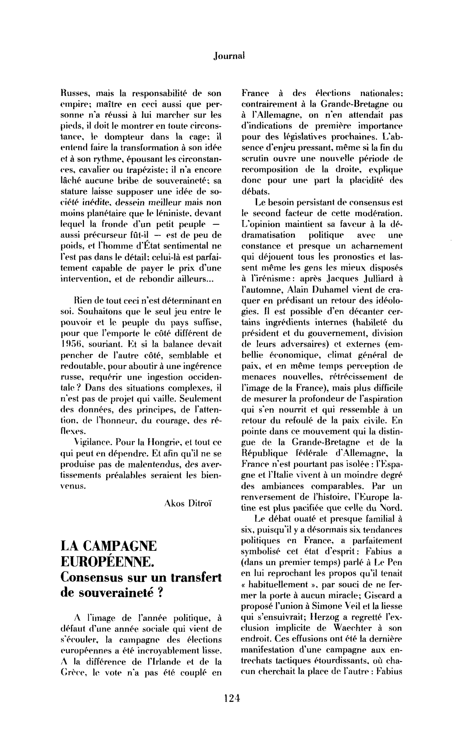 La campagne européenne