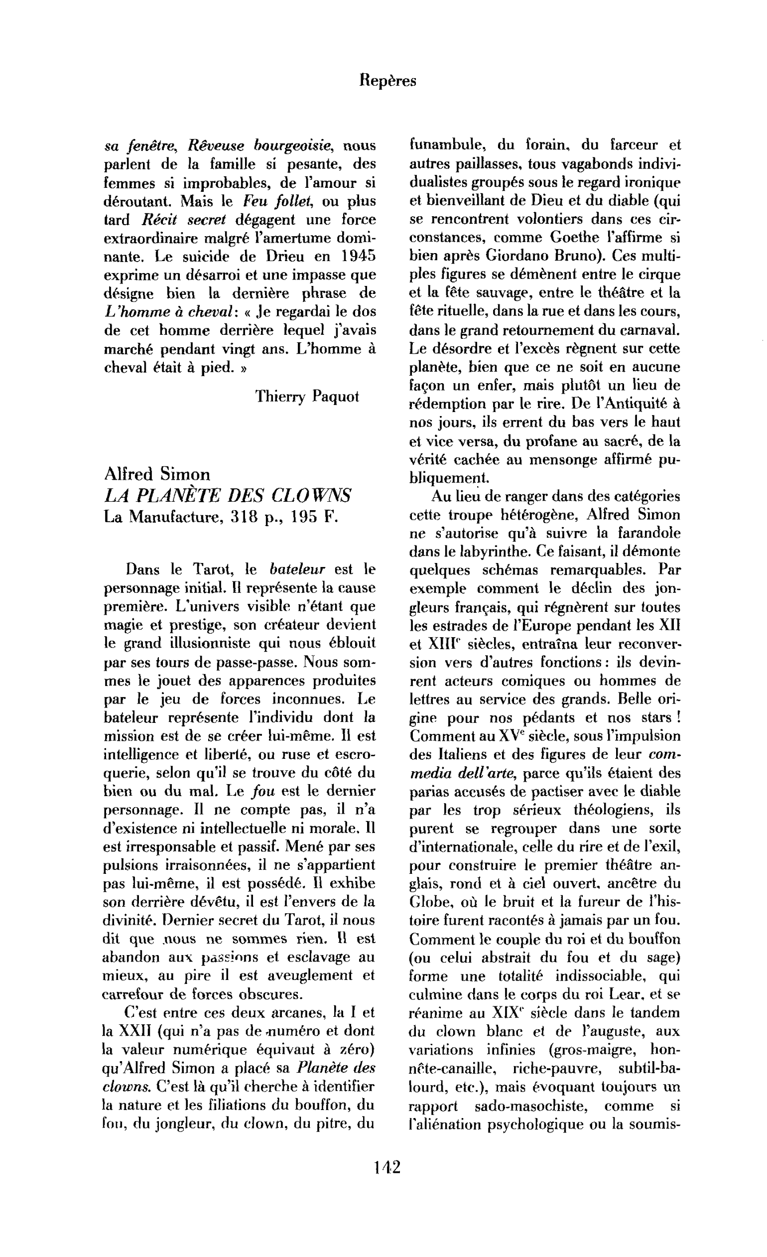 Alfred Simon, La Planète des clowns