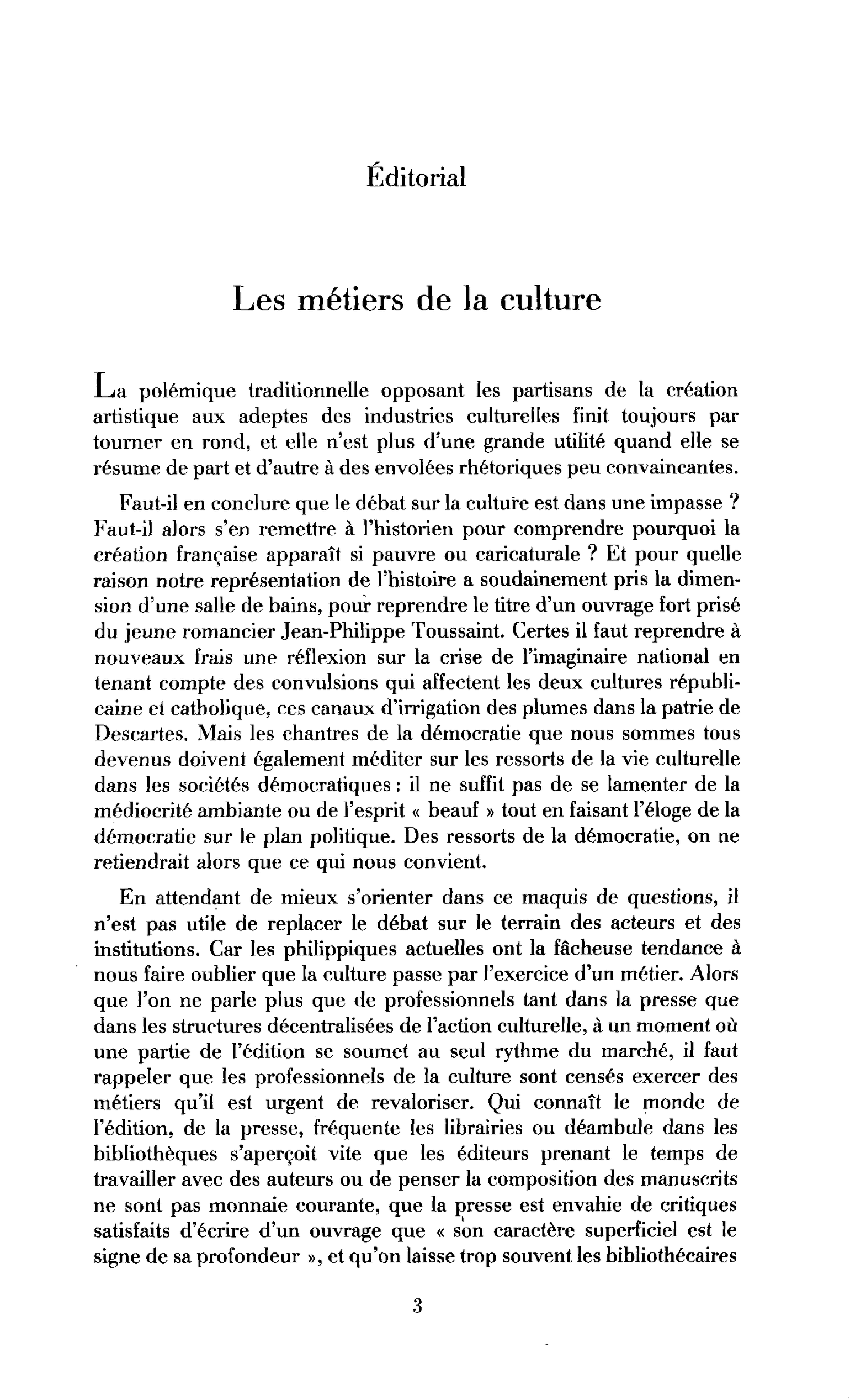 Les métiers de la culture