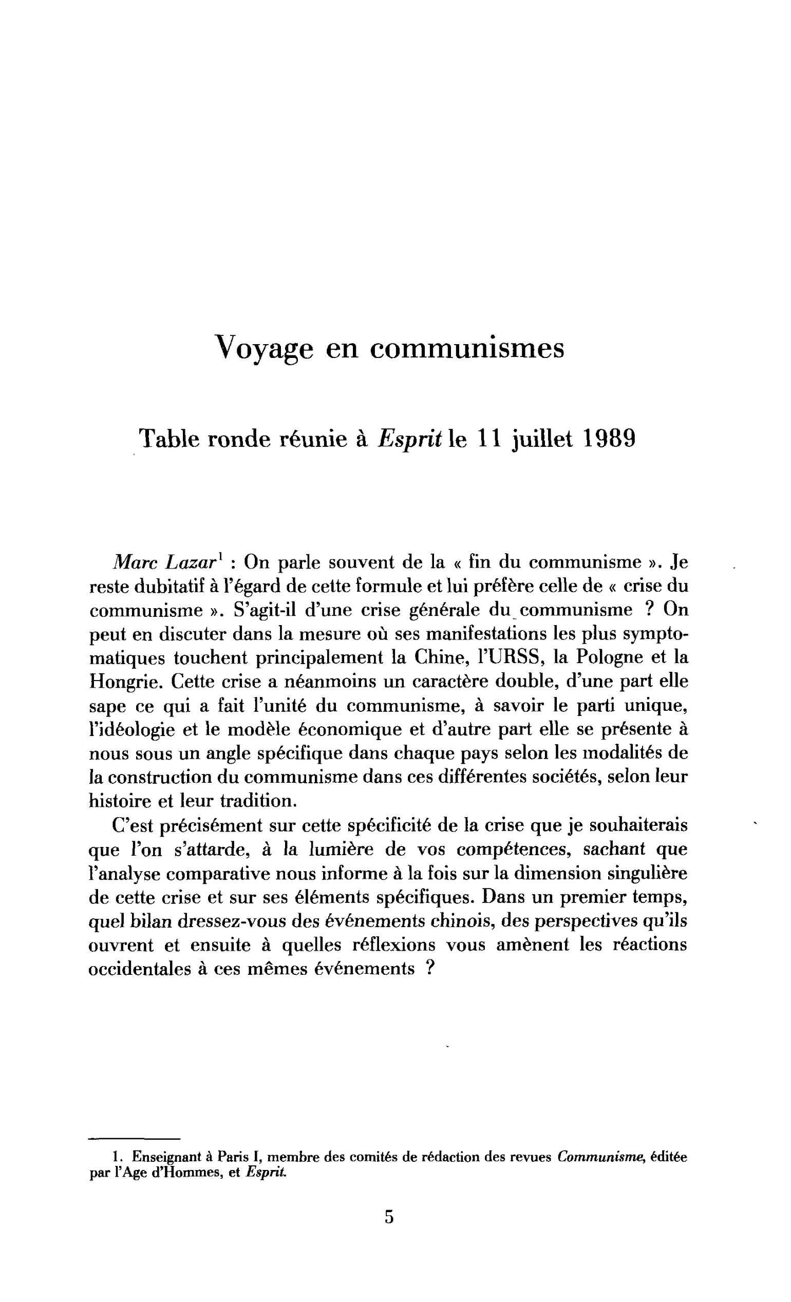 Voyage en communismes (table ronde)