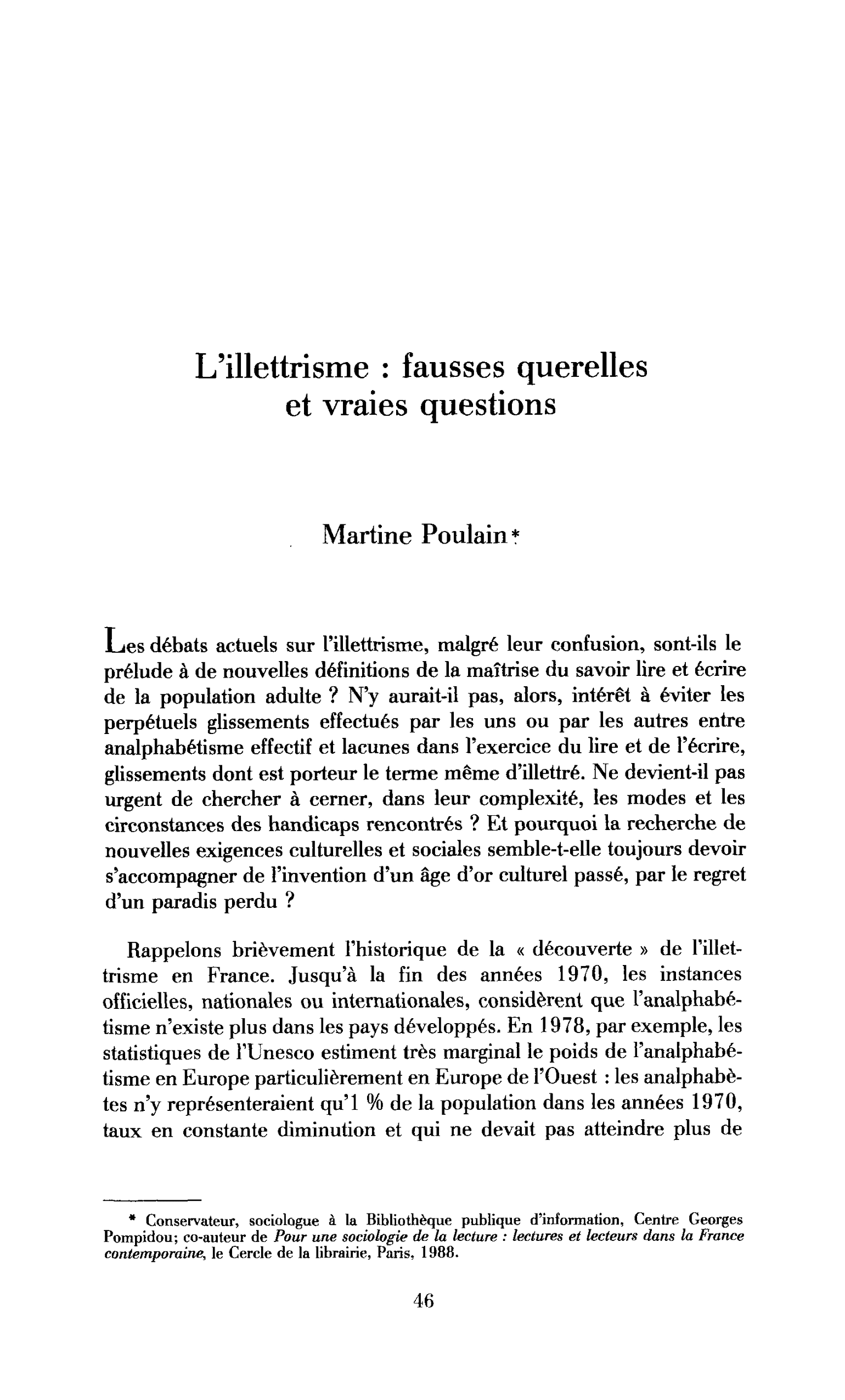 L’illettrisme : fausses querelles et vraies questions