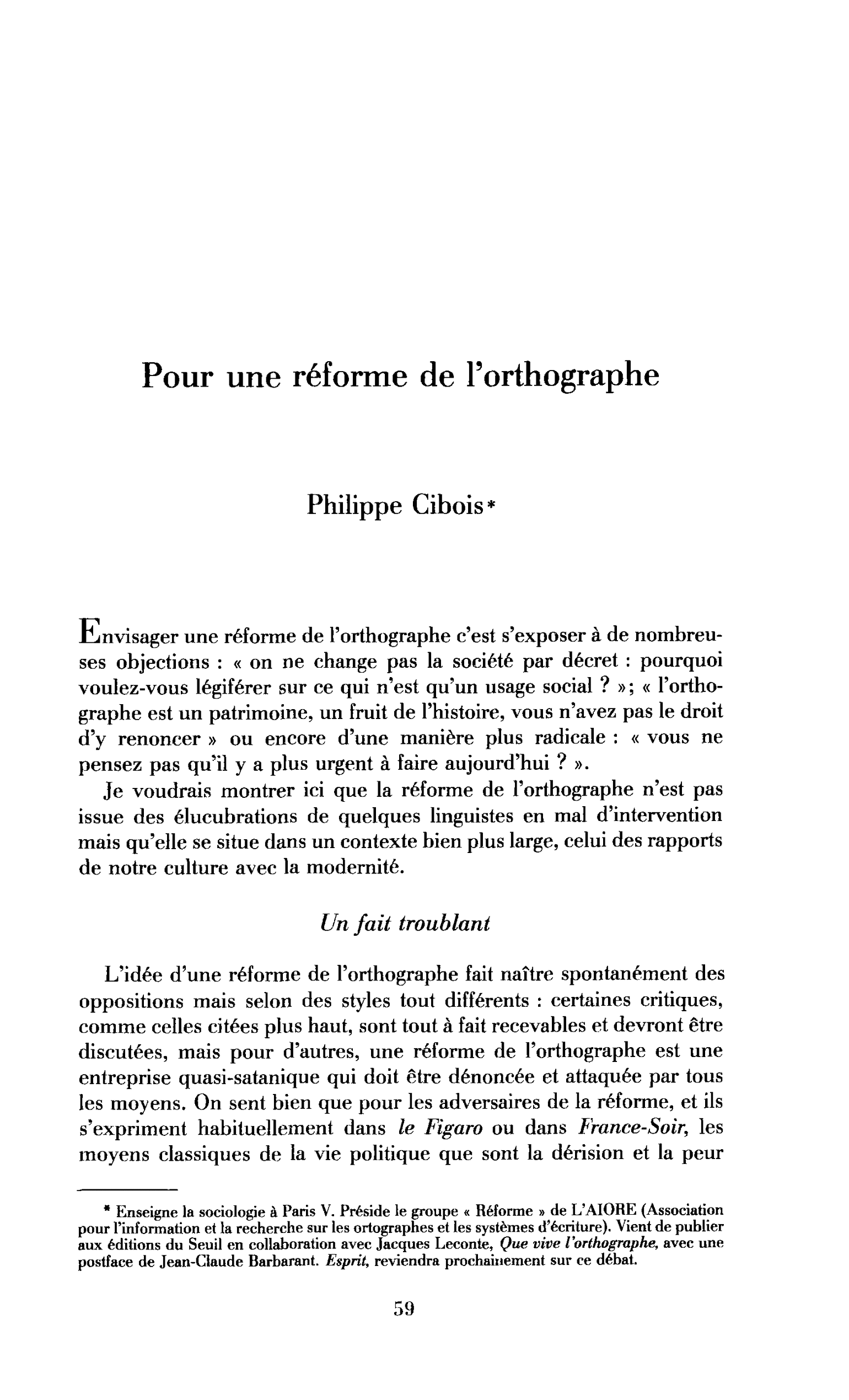 Pour une réforme de l’orthographe