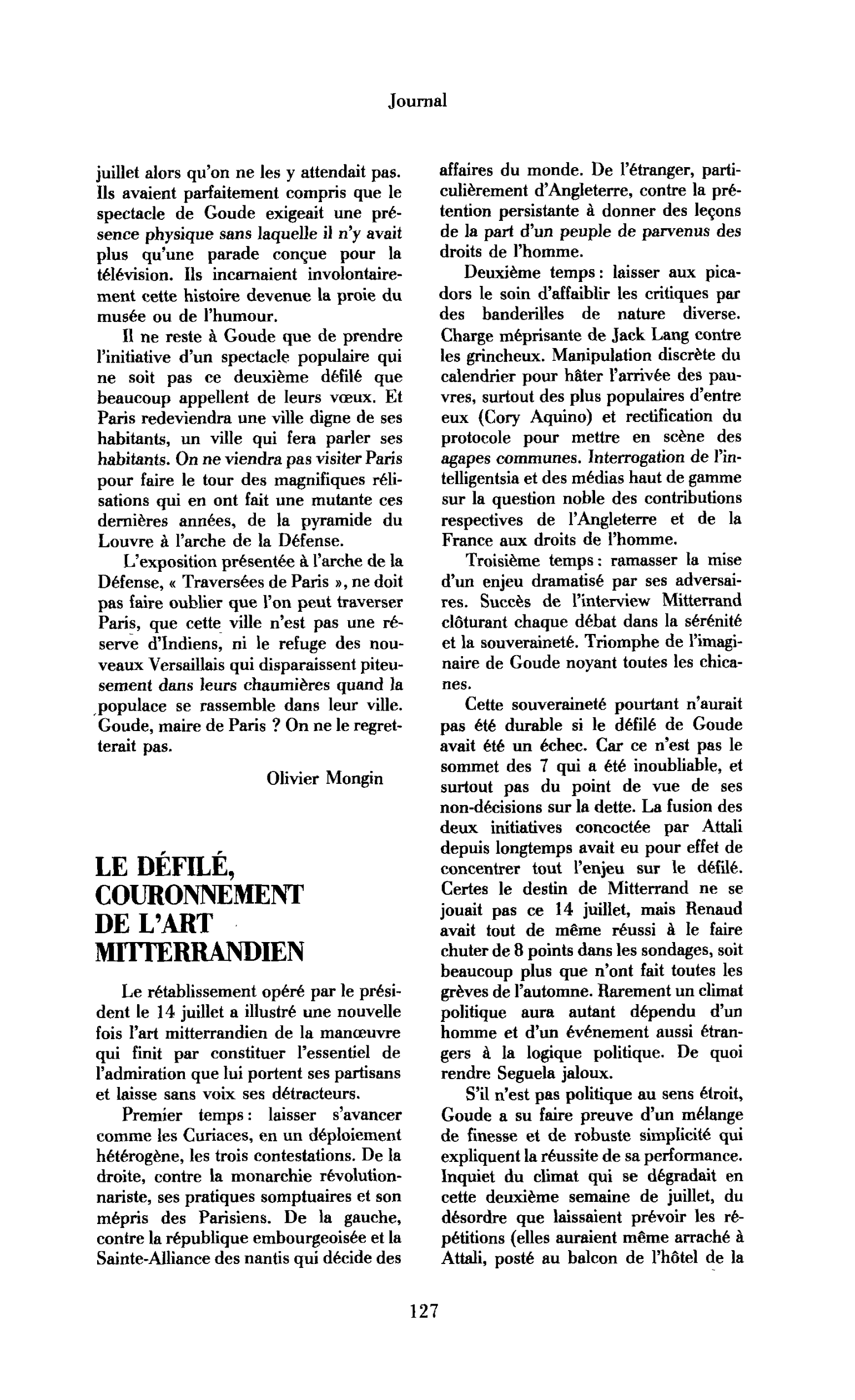Le défilé, couronnement de l’art mitterandien