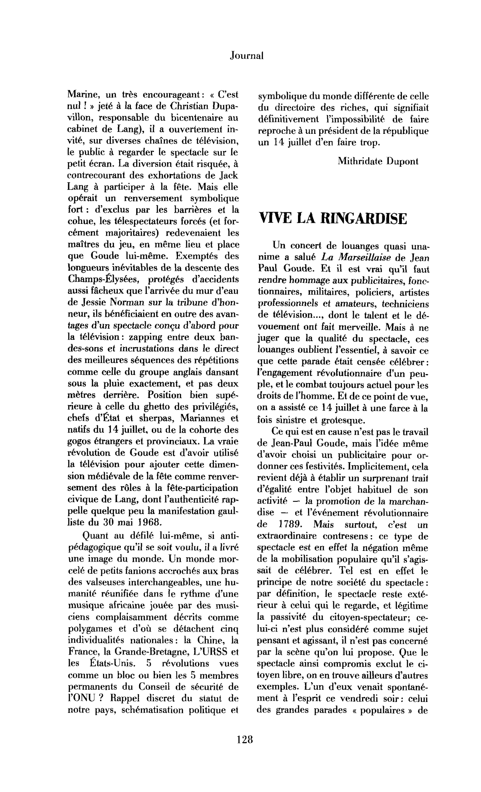 Vive la ringardise