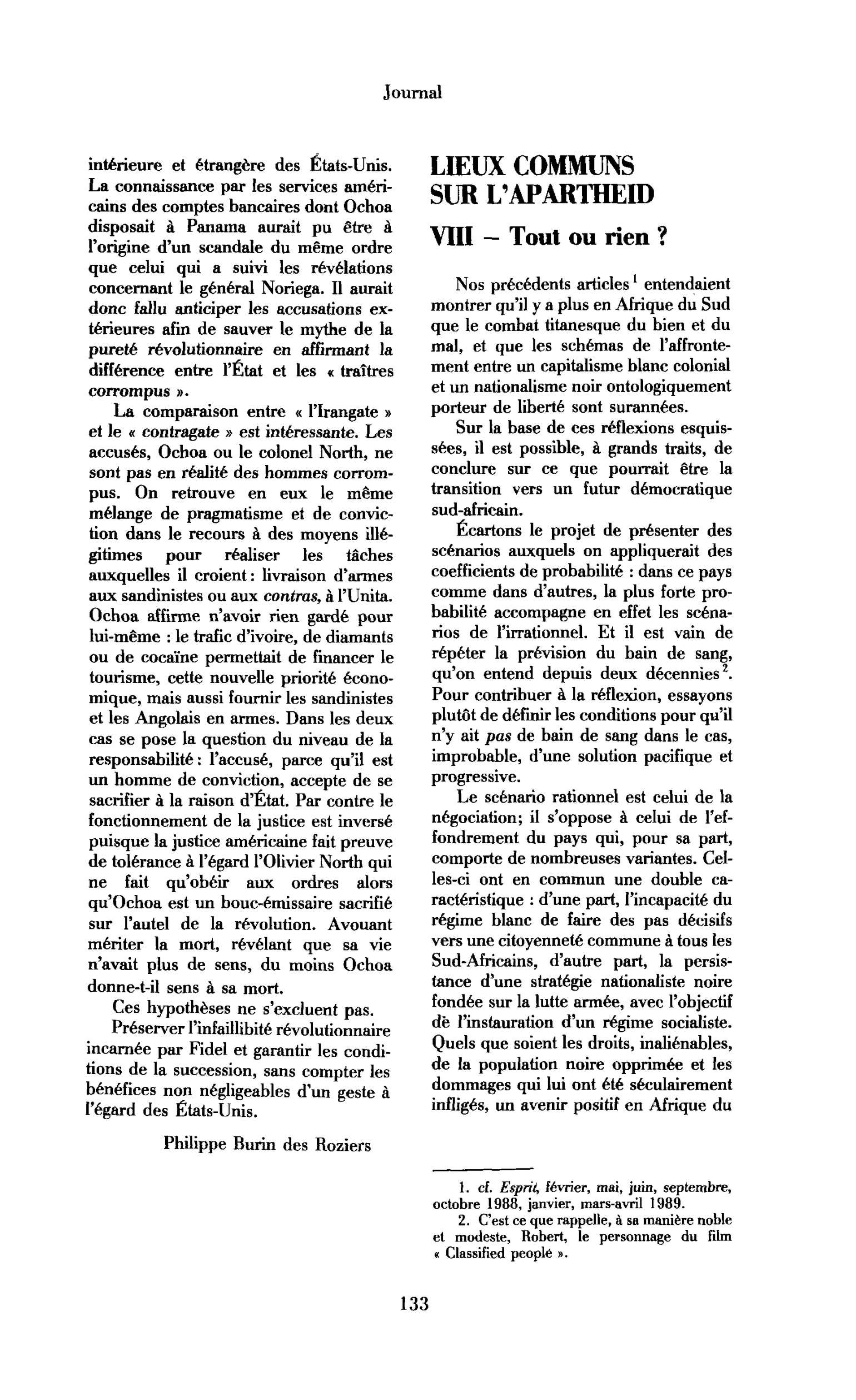 Lieux communs sur l’Apartheid