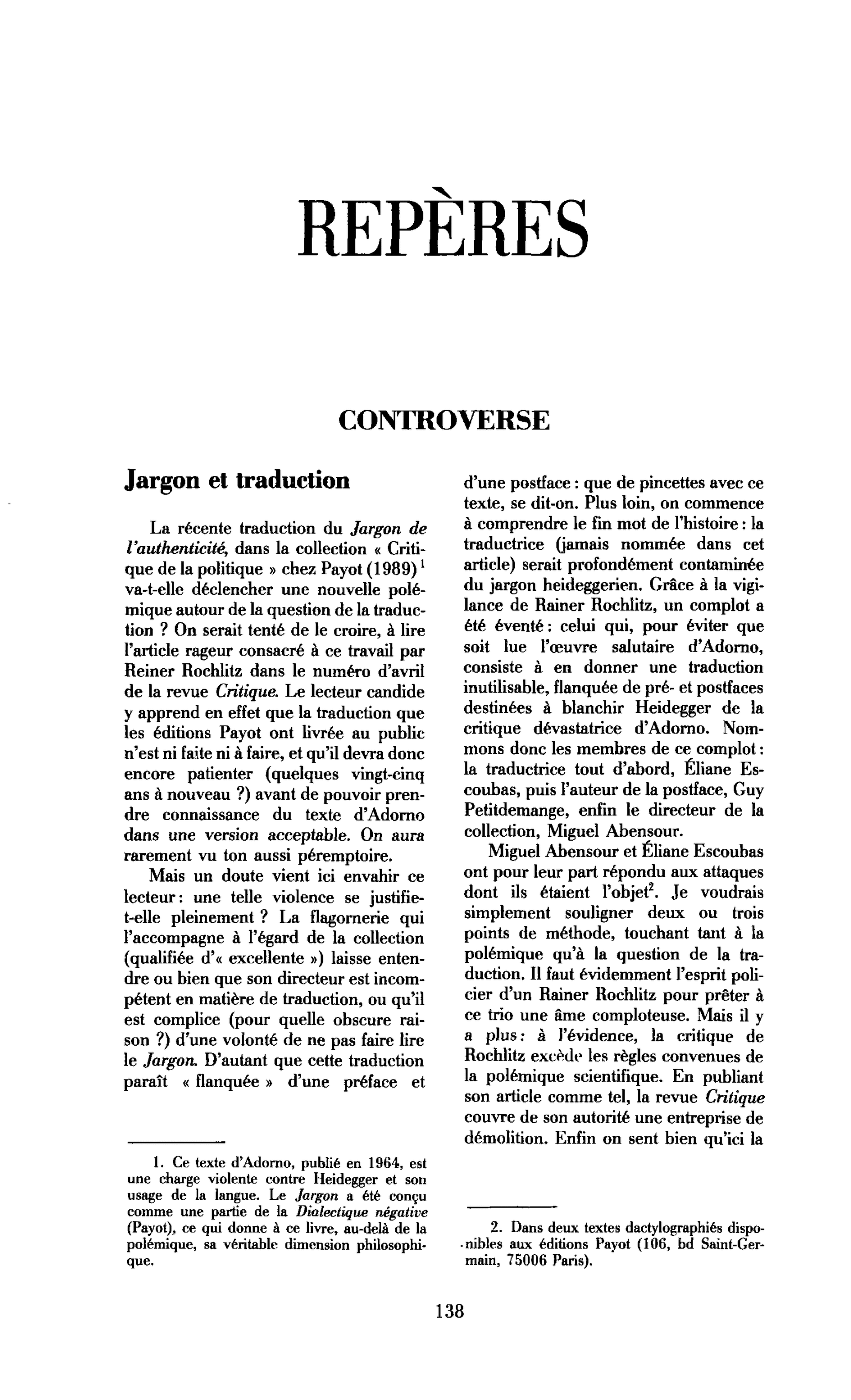 Jargon et traduction
