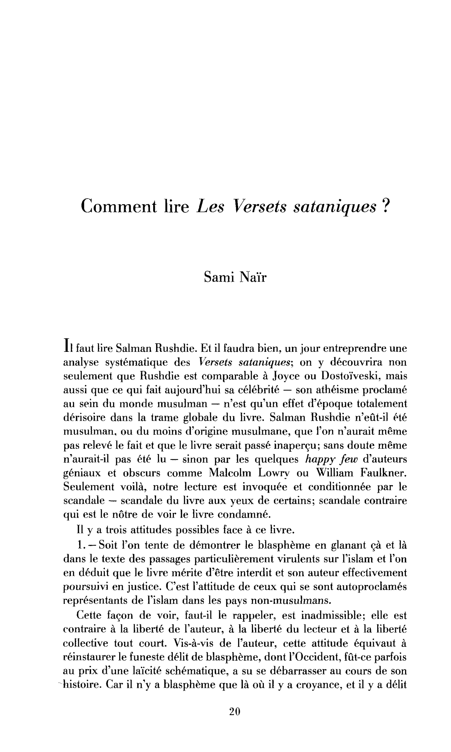 Comment lire les Versets sataniques ?