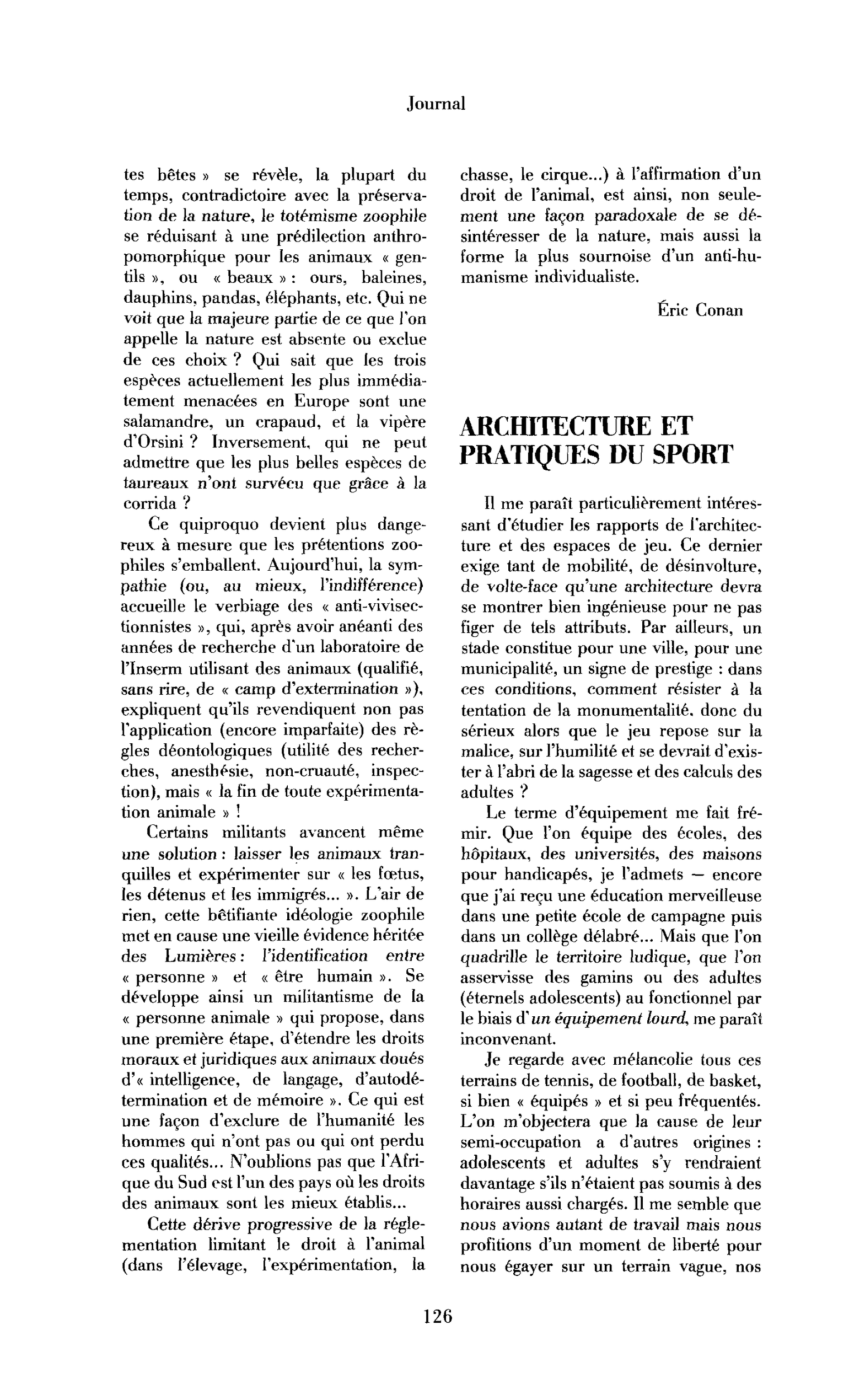 Architecture et pratiques du sport
