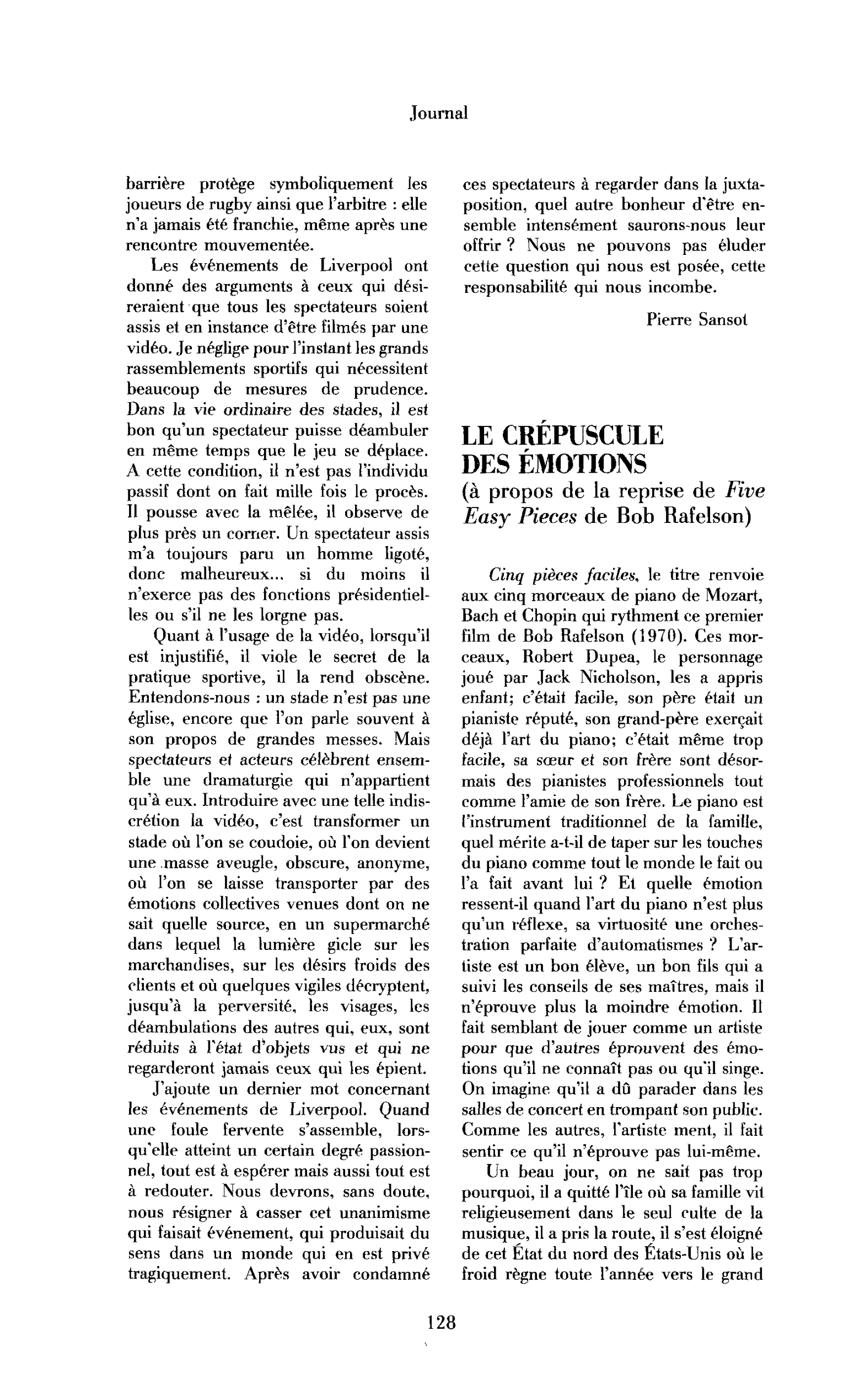 Le crépuscule des émotions