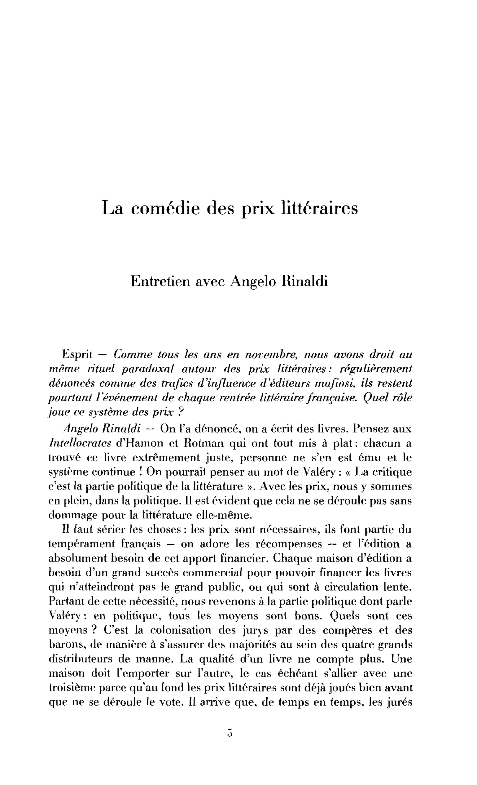La comédie des prix littéraires (entretien)