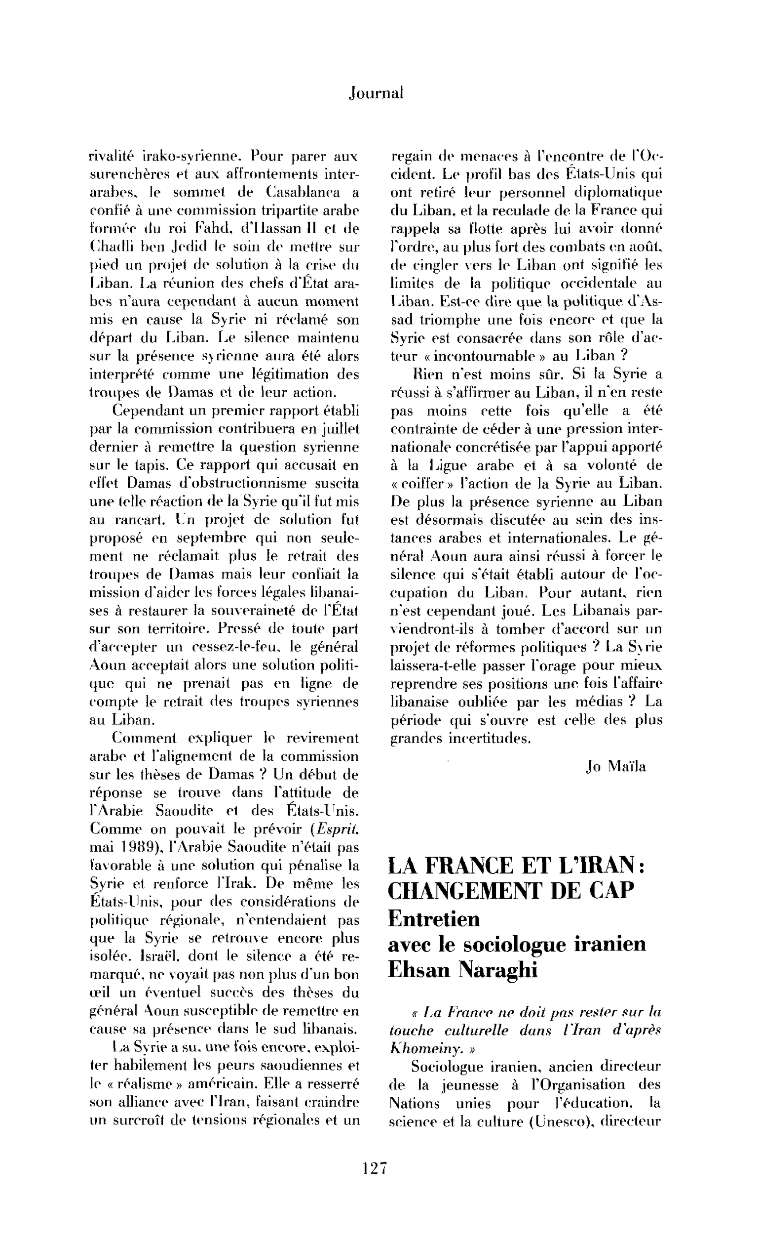 La France et l’Iran : changement de cap