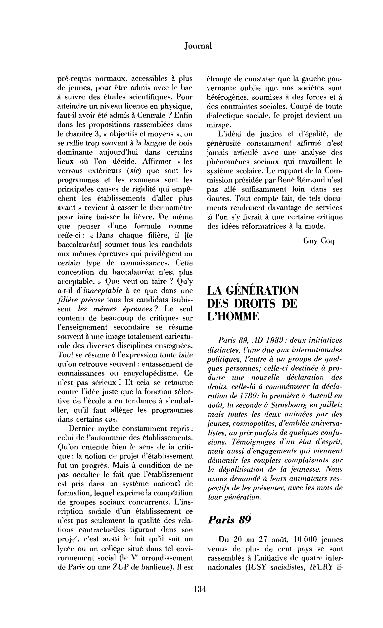 La génération des droits de l’homme