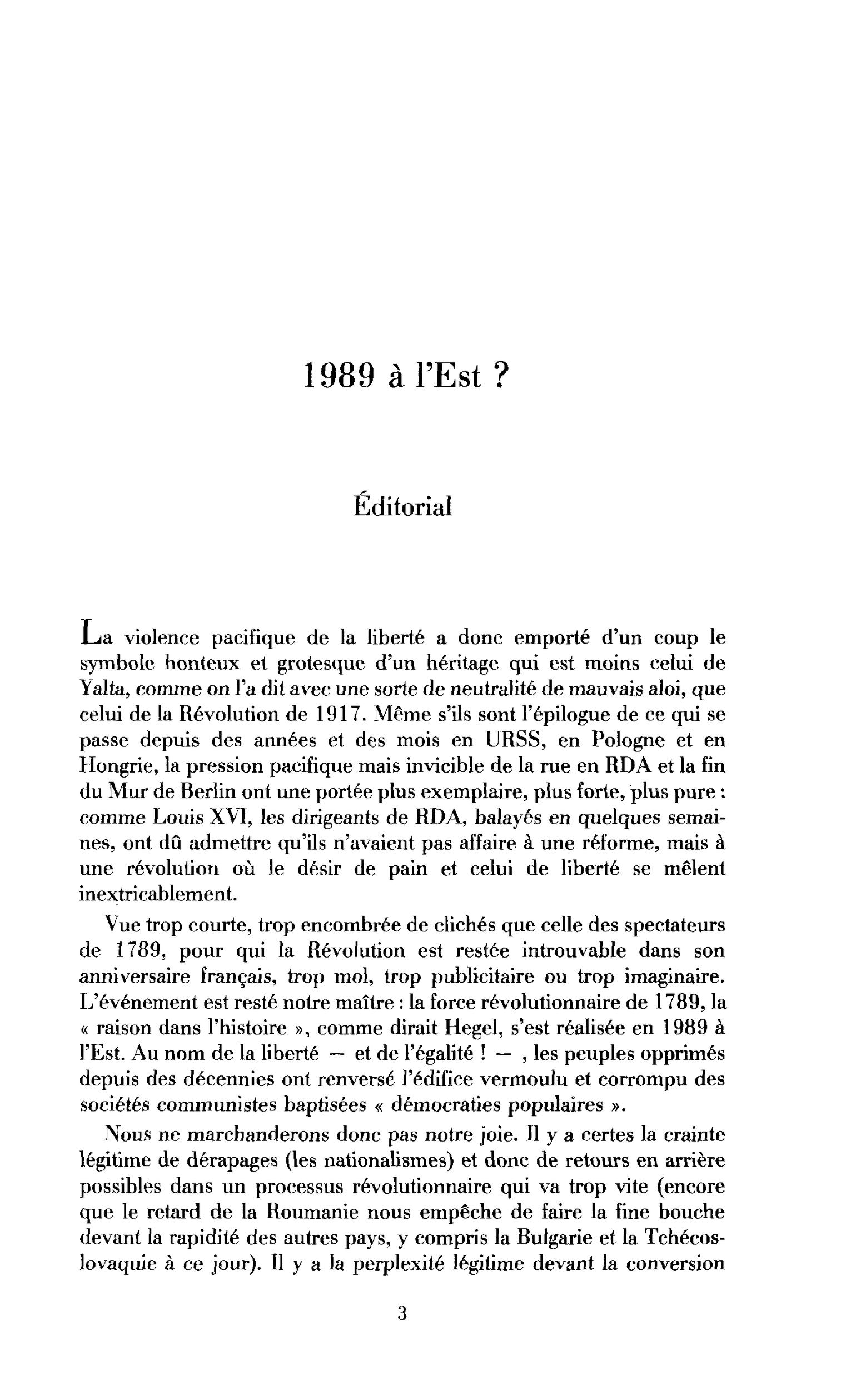 1989 à l’Est