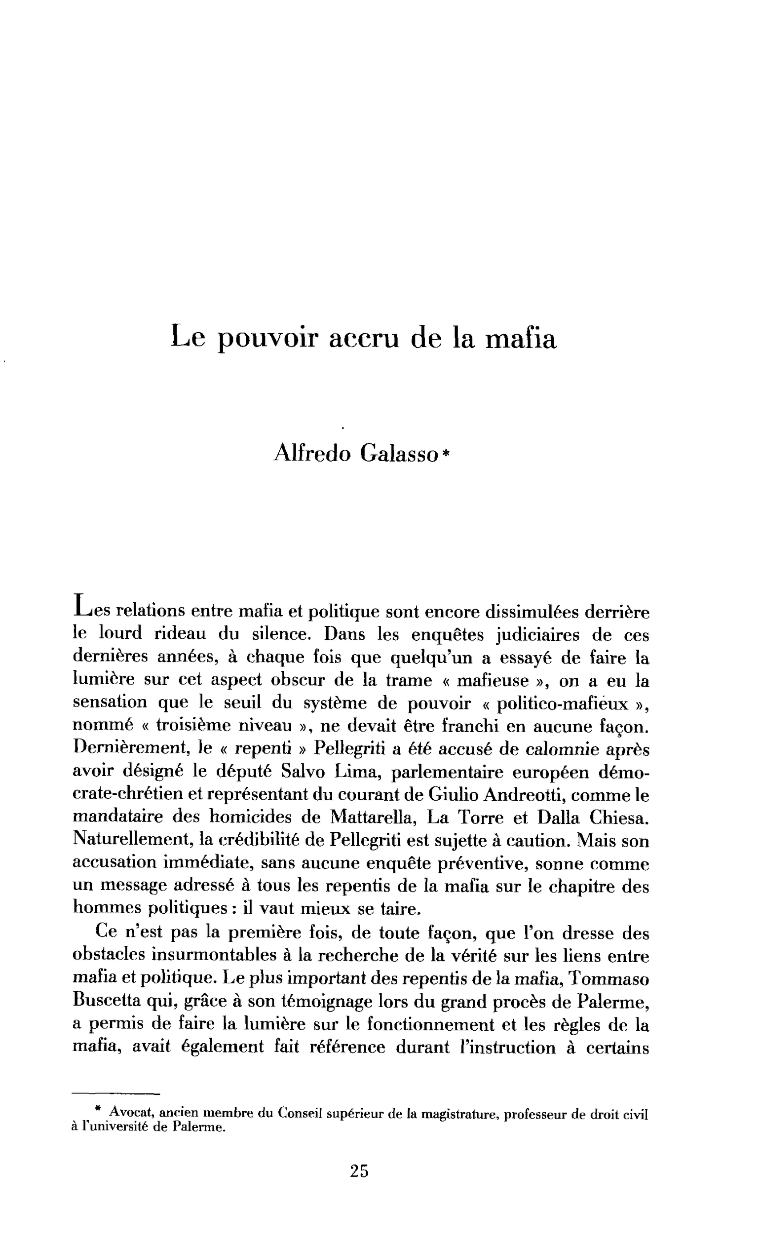 Le pouvoir accru de la mafia