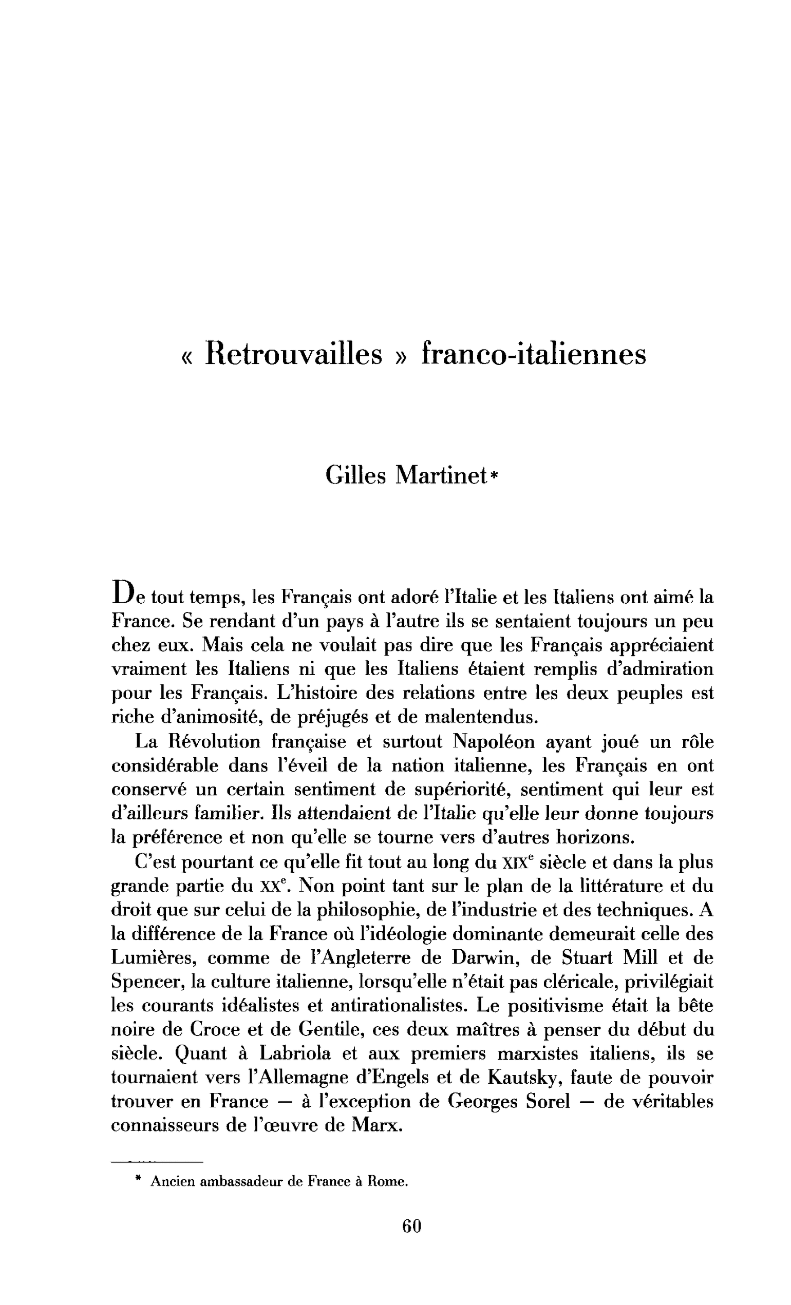 Retrouvailles franco-italiennes